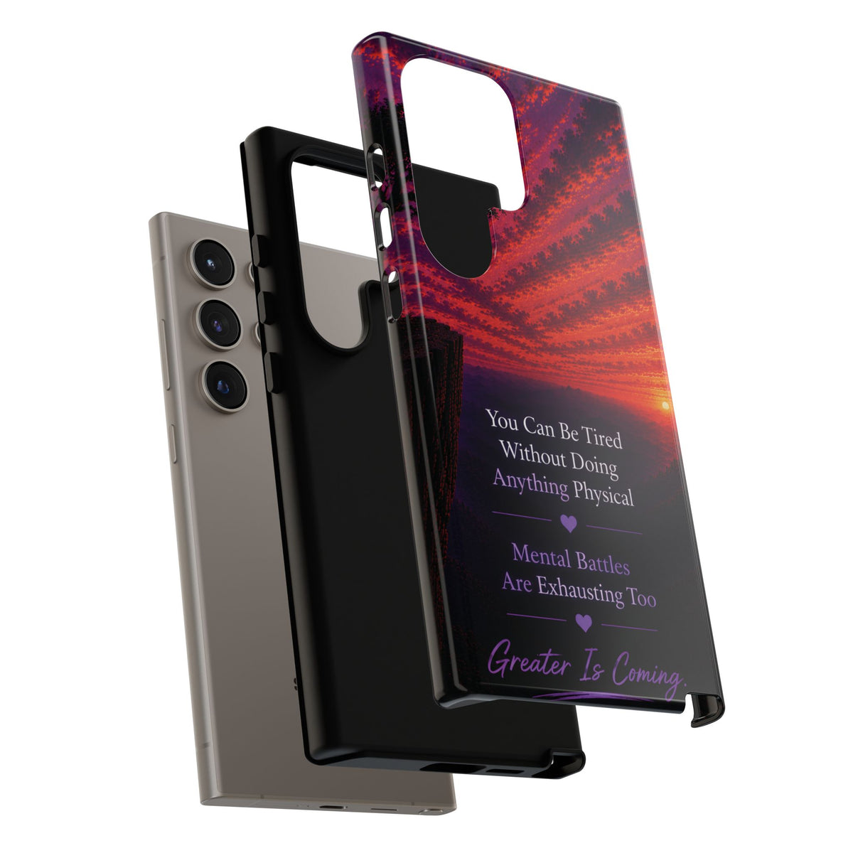 Phone Case — "Greater Is Coming" Inspirational Sunset Design