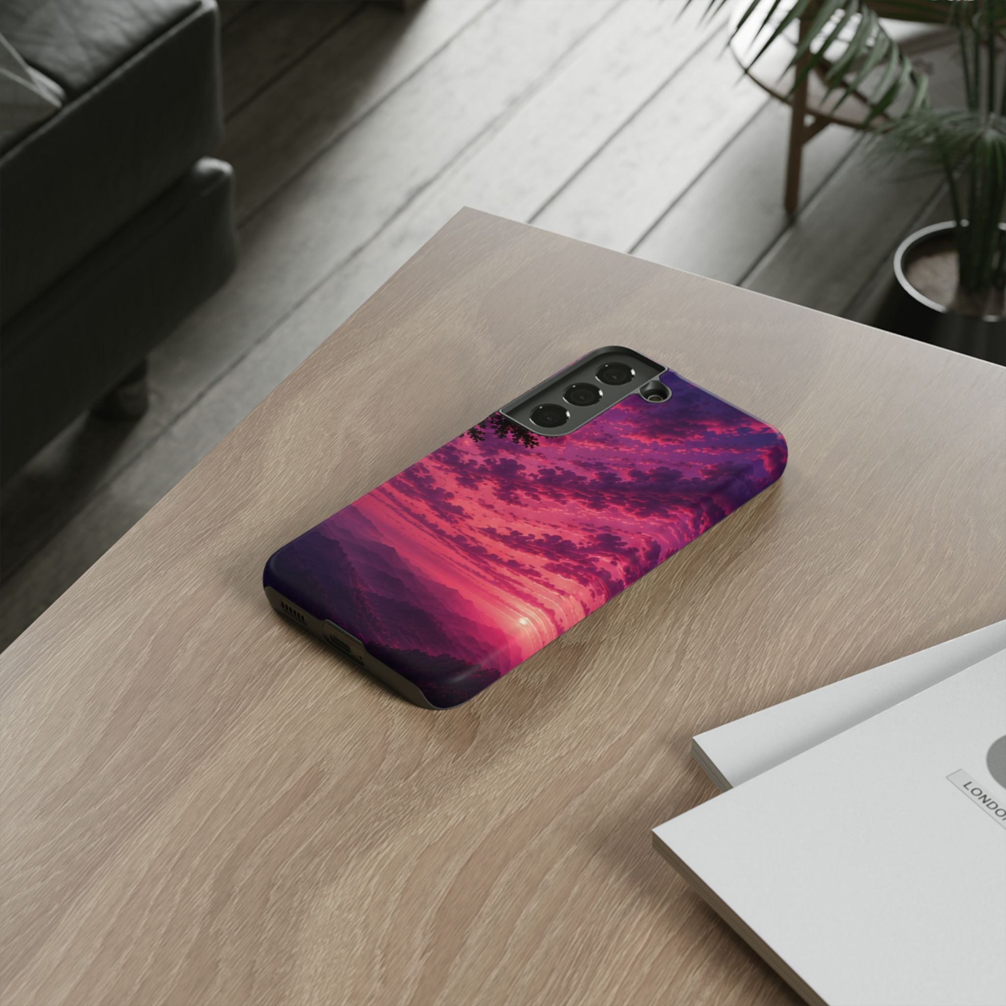 Sunset Mountain Phone Case — Purple Pink Scenic Tough Case