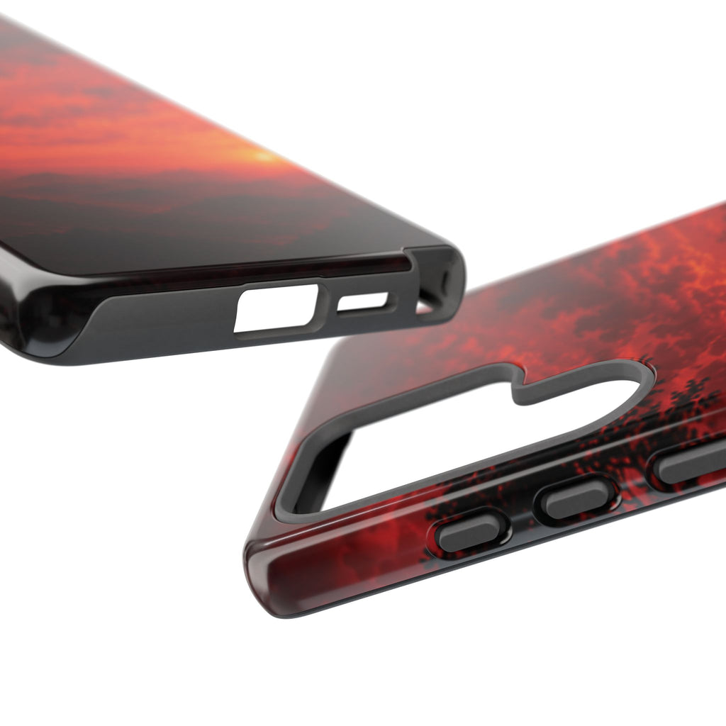 Sunset Mountain Tough Phone Case — Red Horizon Landscape Protective Case