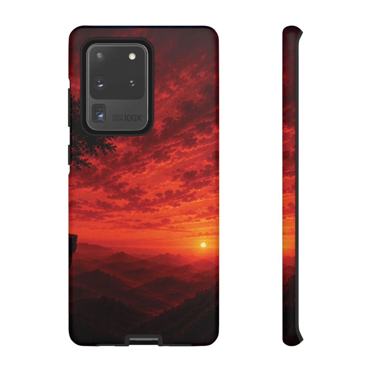 Sunset Mountain Tough Phone Case — Red Horizon Landscape Protective Case