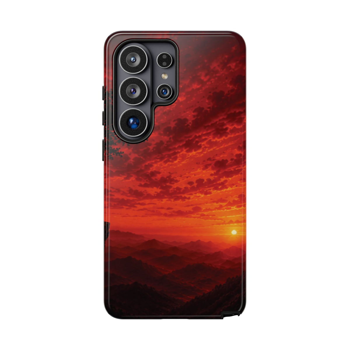 Sunset Mountain Tough Phone Case — Red Horizon Landscape Protective Case