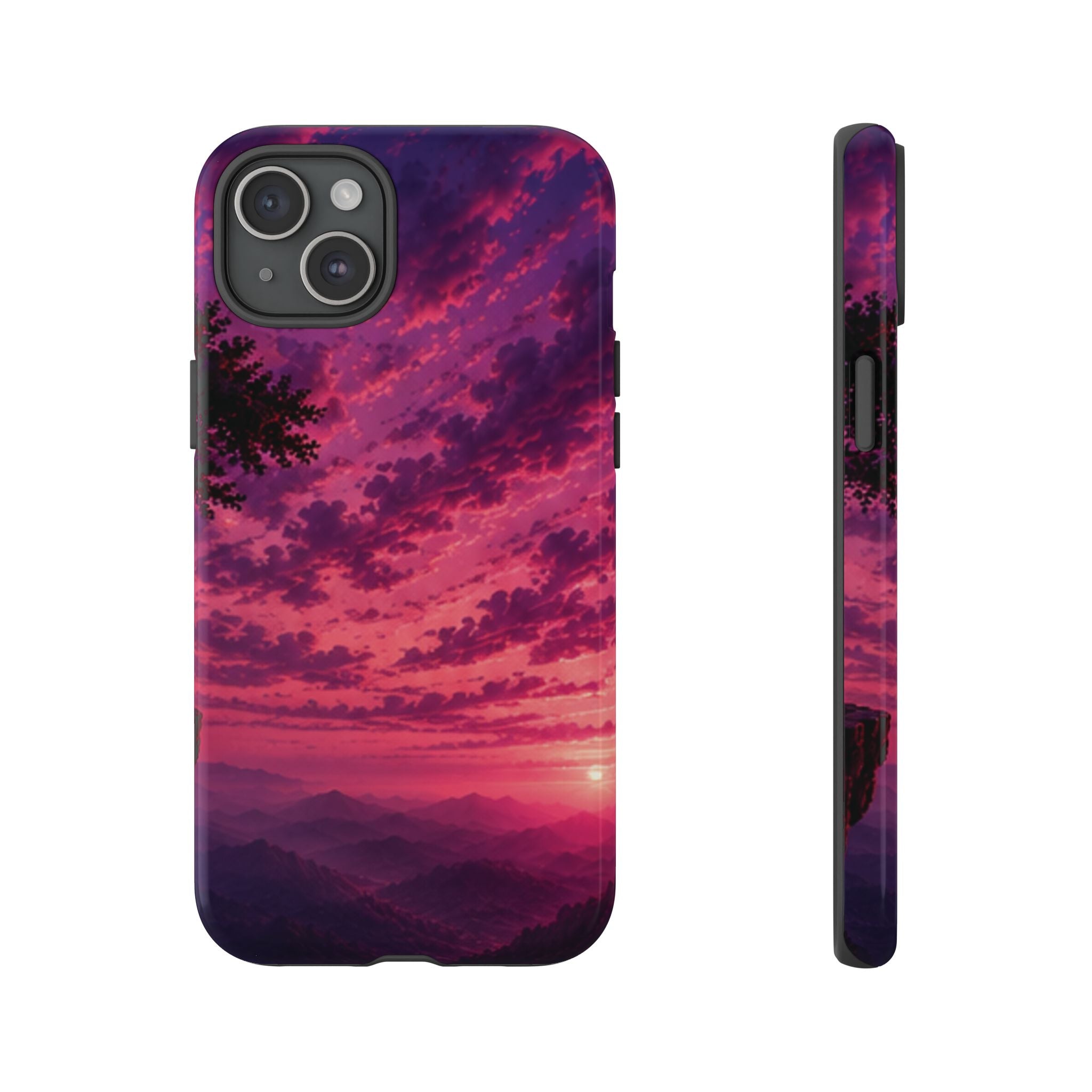 Sunset Mountain Phone Case — Purple Pink Scenic Tough Case