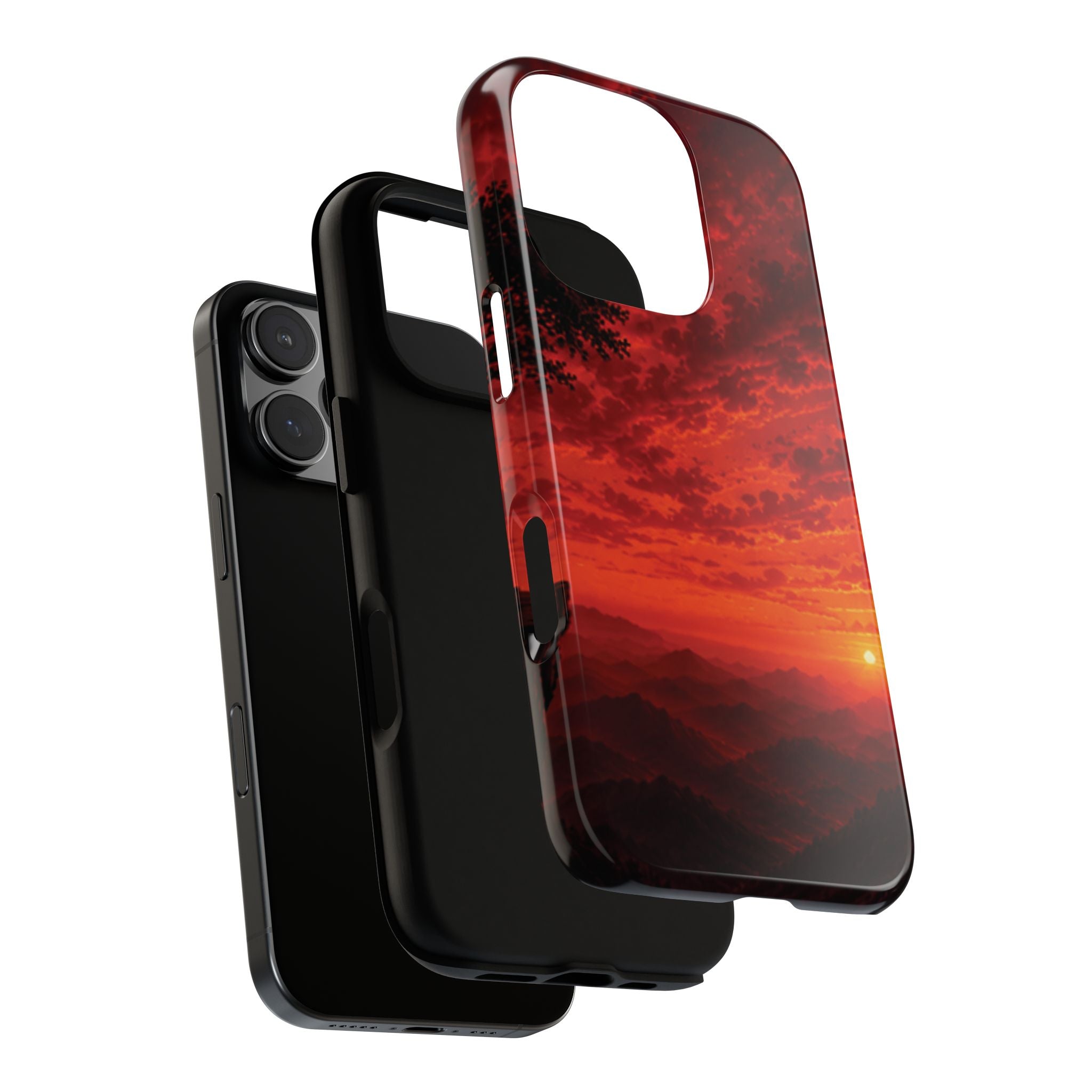 Sunset Mountain Tough Phone Case — Red Horizon Landscape Protective Case