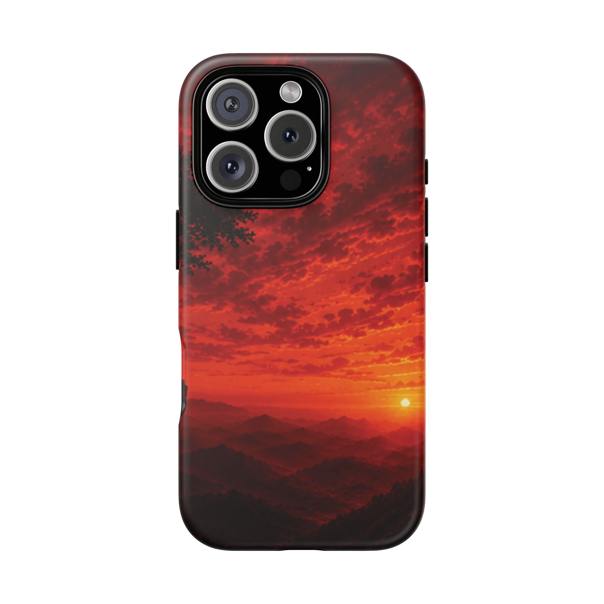 Sunset Mountain Tough Phone Case — Red Horizon Landscape Protective Case