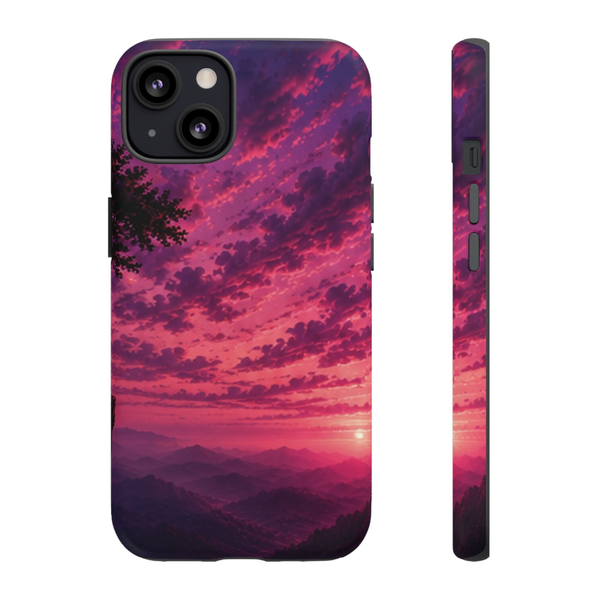 Sunset Mountain Phone Case — Purple Pink Scenic Tough Case