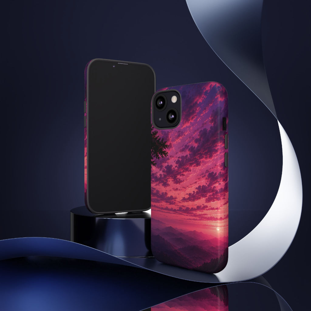 Sunset Mountain Phone Case — Purple Pink Scenic Tough Case