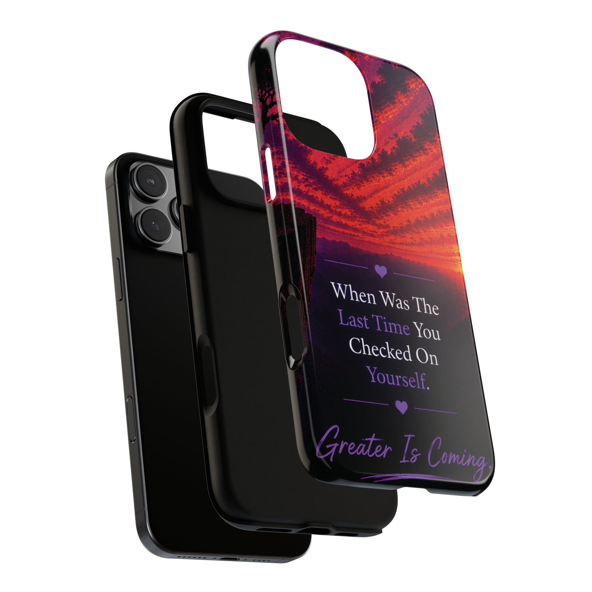 Inspirational Phone Case - "When Was The Last Time You Checked On Yourself?" Sunset Self-Care Quote