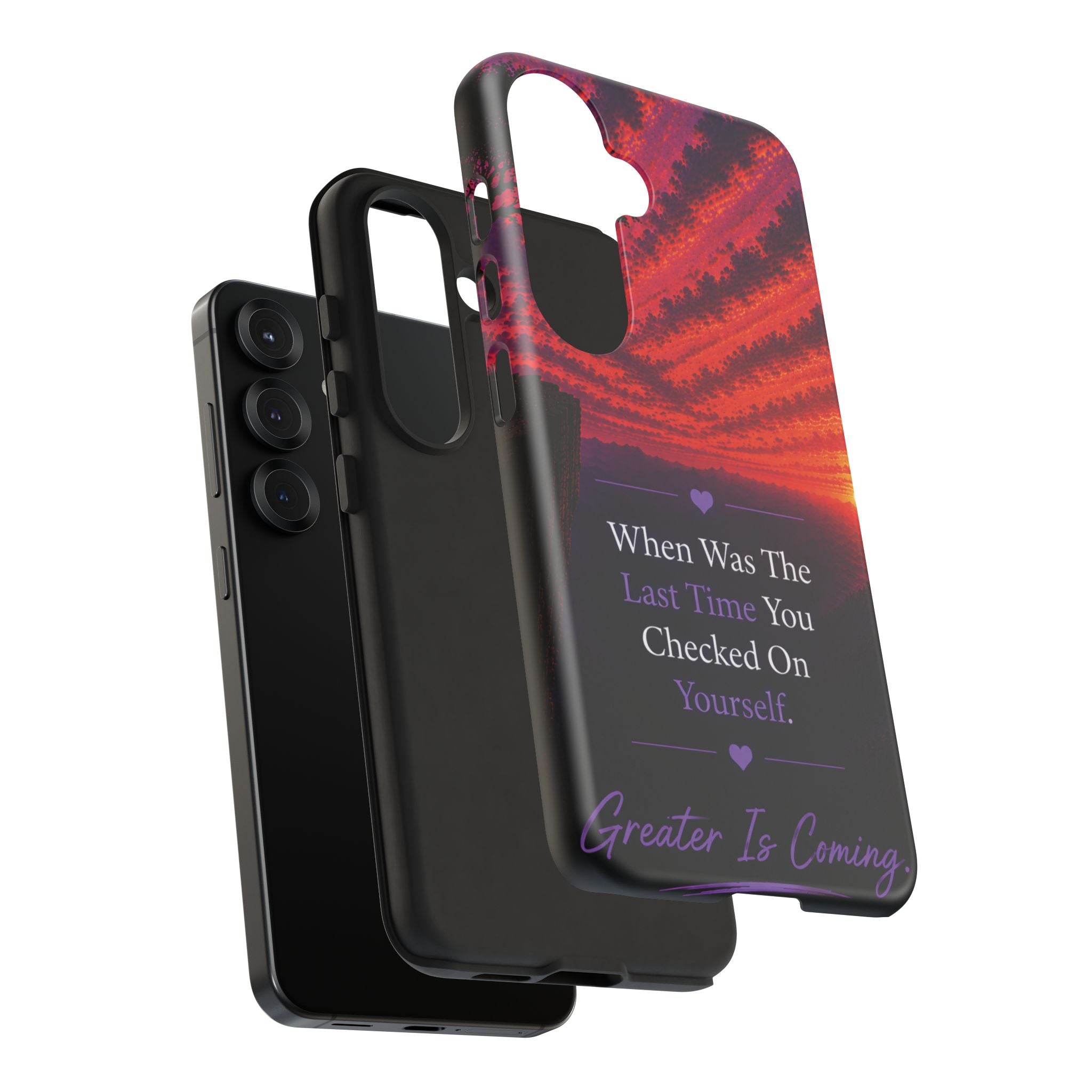 Inspirational Phone Case - "When Was The Last Time You Checked On Yourself?" Sunset Self-Care Quote