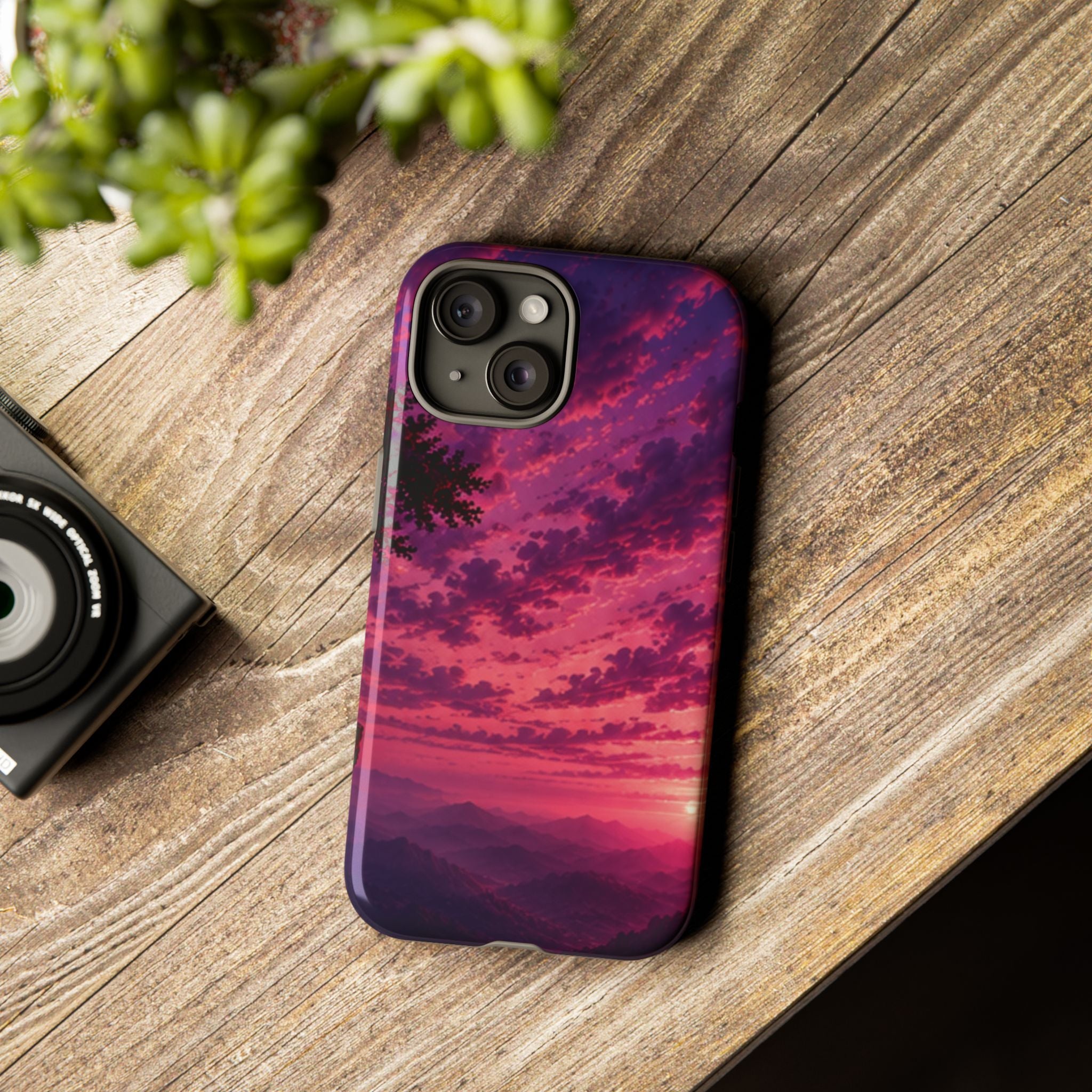 Sunset Mountain Phone Case — Purple Pink Scenic Tough Case
