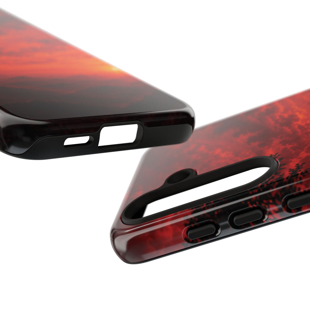 Sunset Mountain Tough Phone Case — Red Horizon Landscape Protective Case