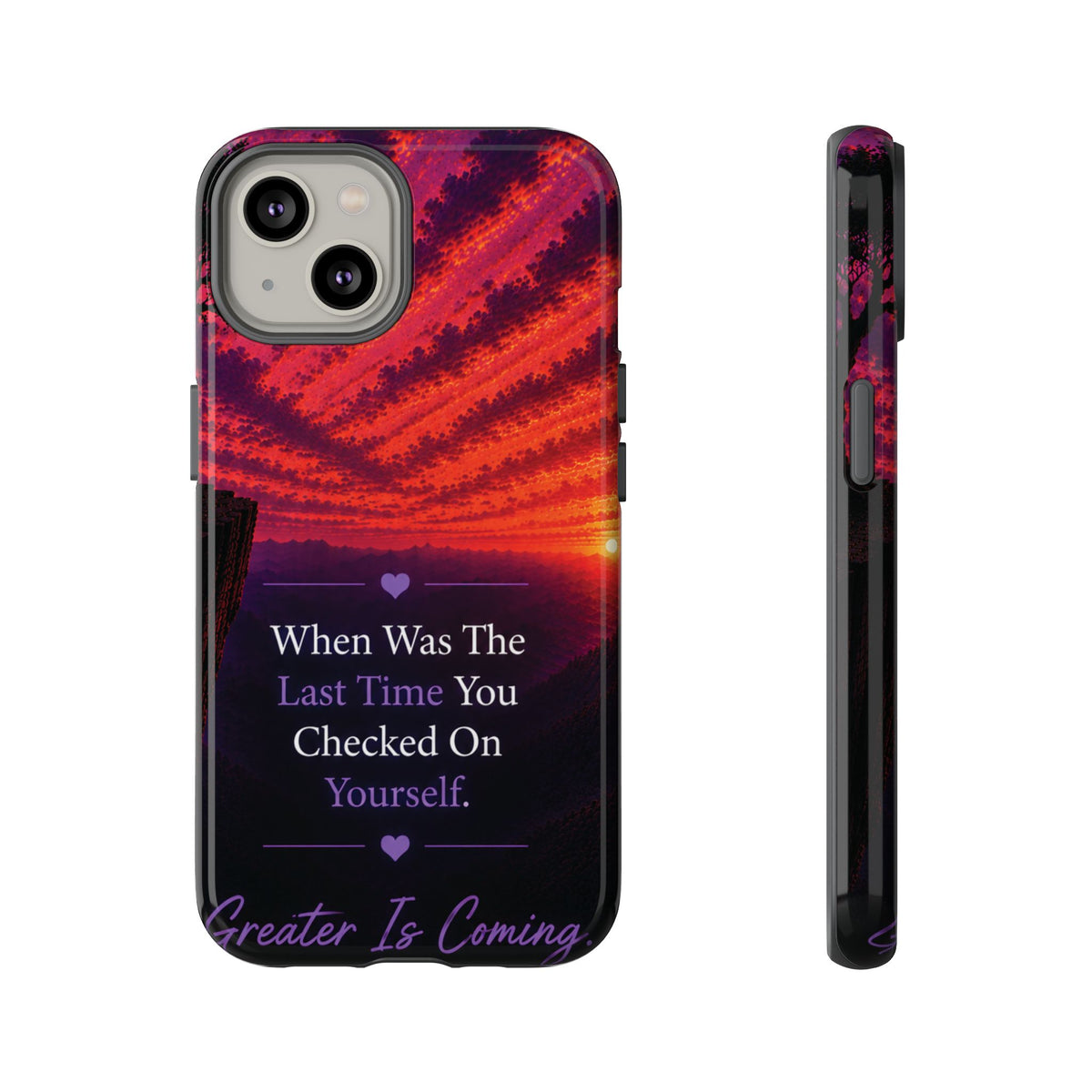 Inspirational Phone Case - "When Was The Last Time You Checked On Yourself?" Sunset Self-Care Quote