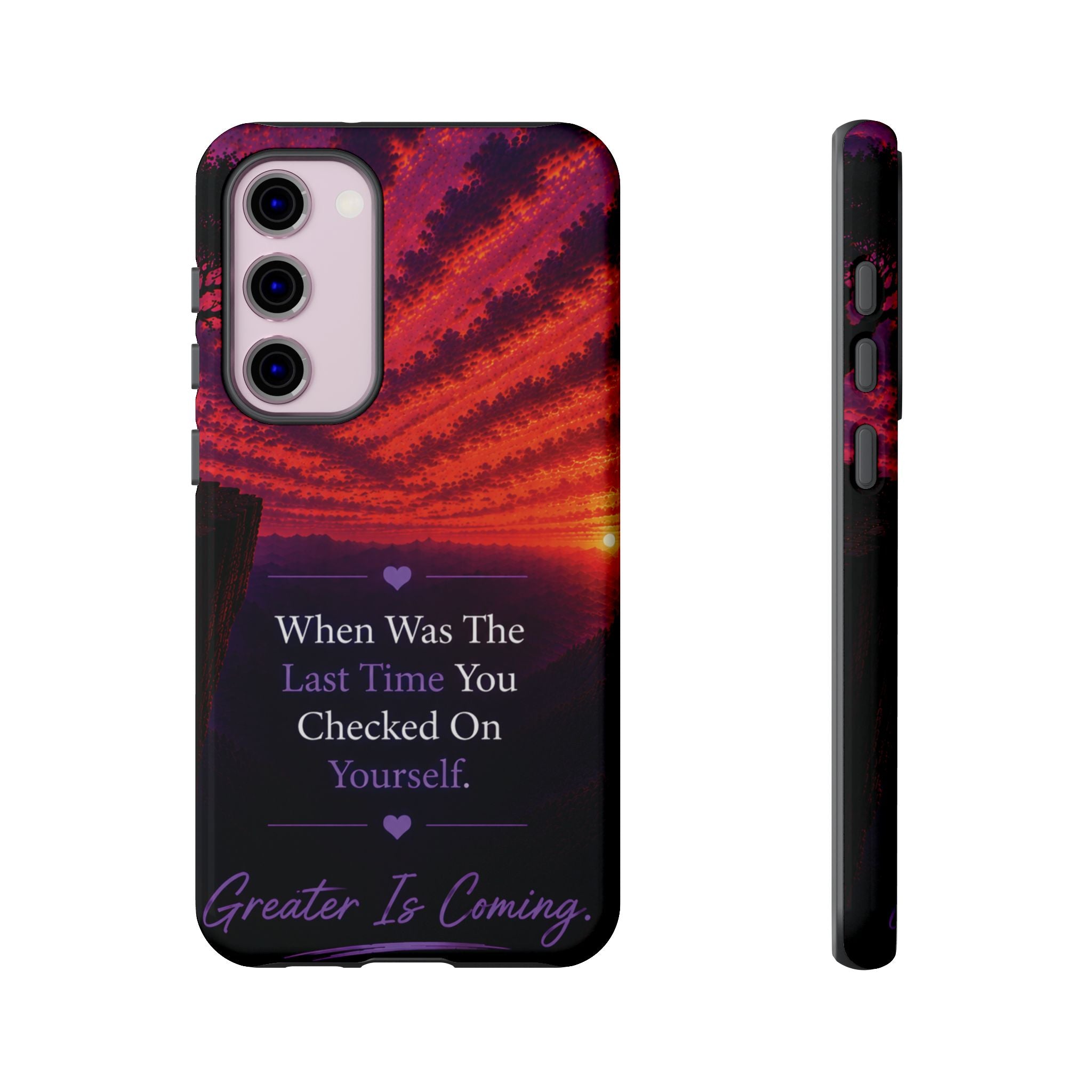 Inspirational Phone Case - "When Was The Last Time You Checked On Yourself?" Sunset Self-Care Quote