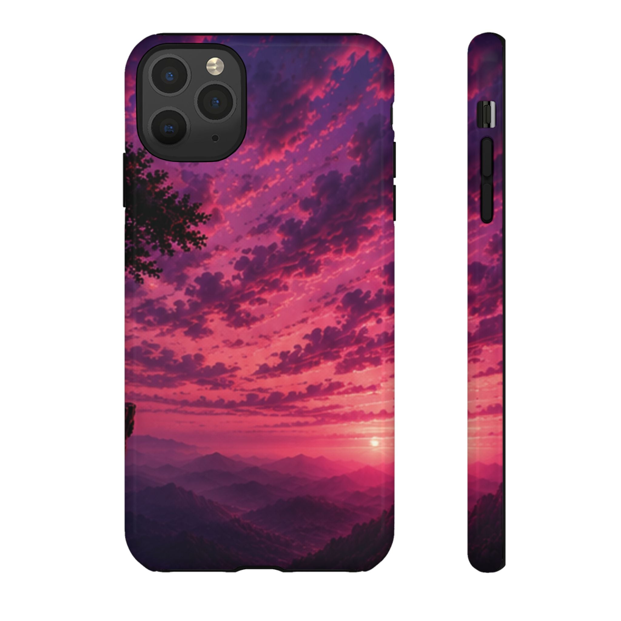 Sunset Mountain Phone Case — Purple Pink Scenic Tough Case