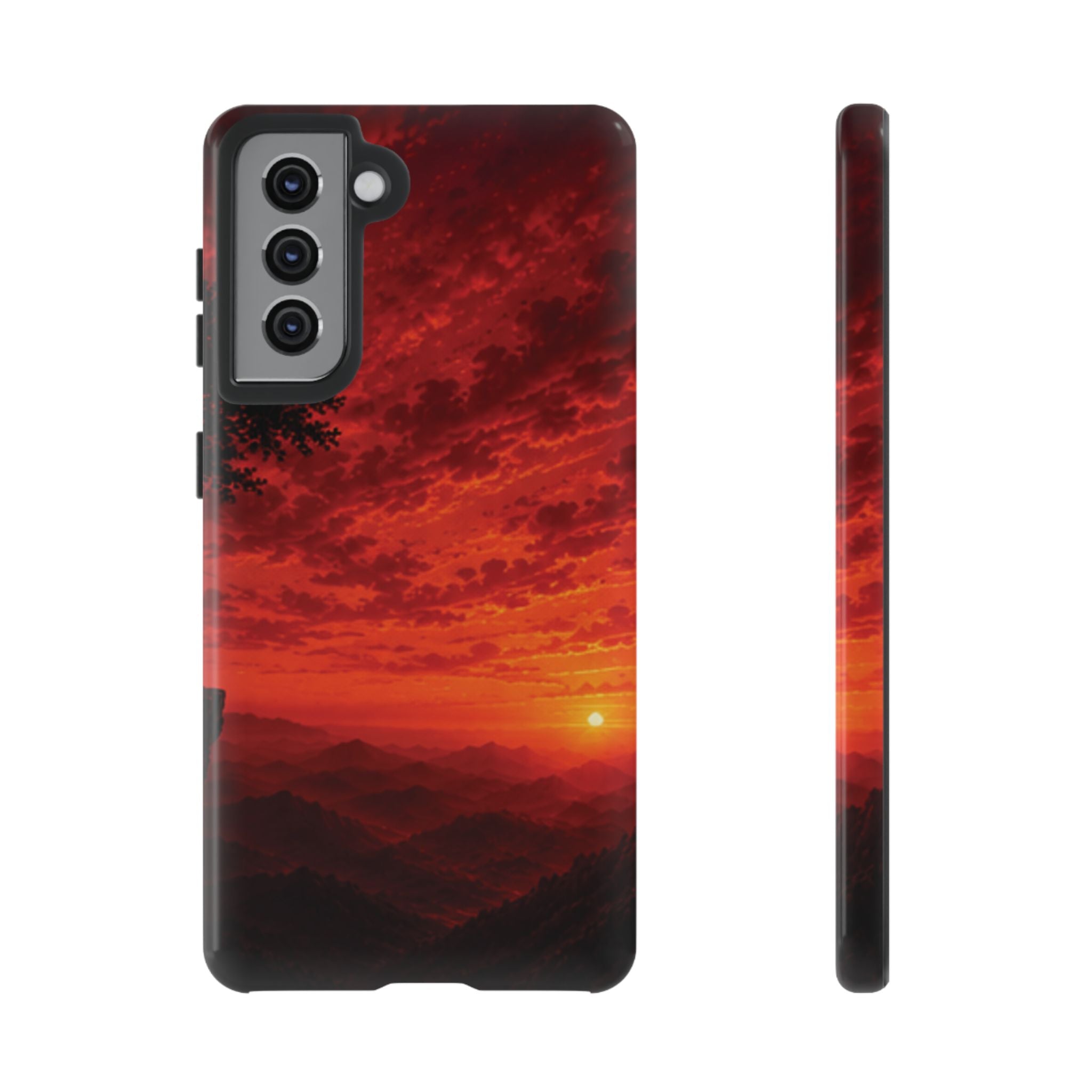 Sunset Mountain Tough Phone Case — Red Horizon Landscape Protective Case