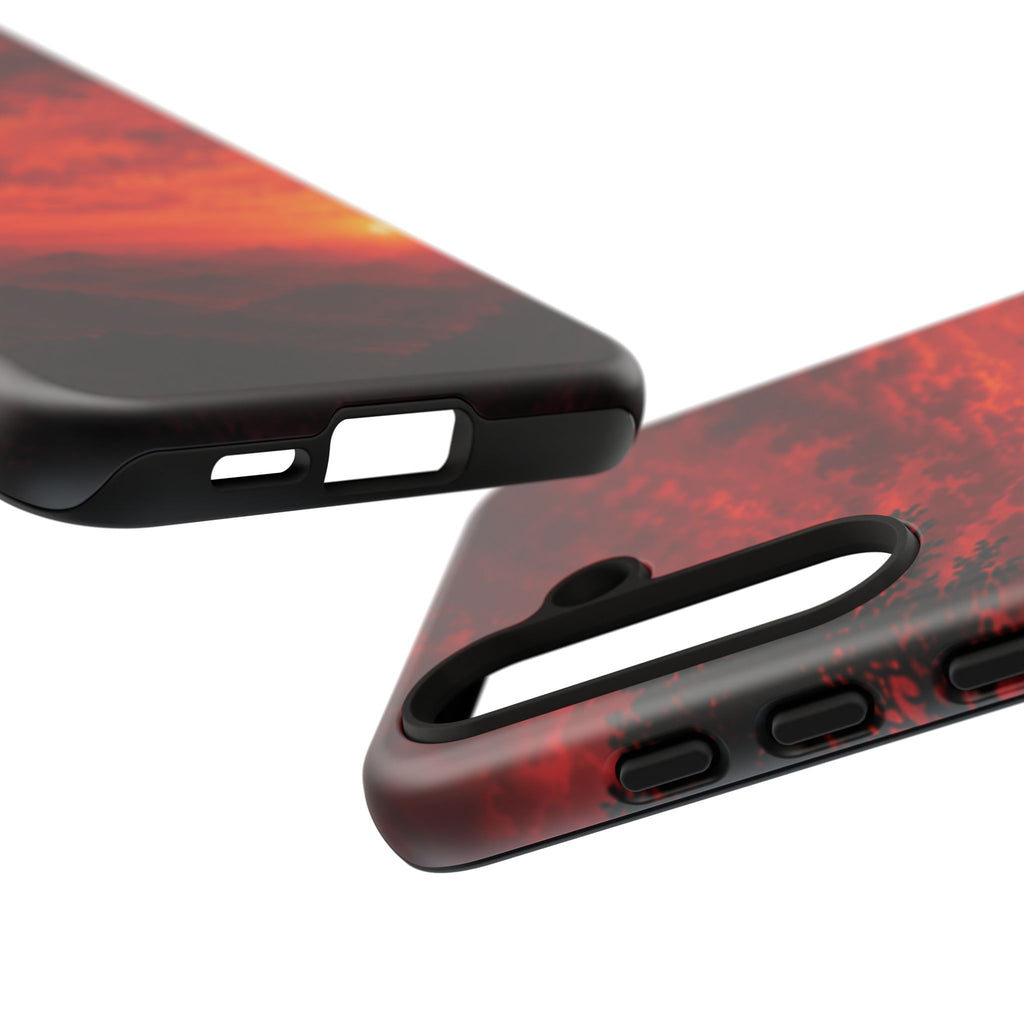 Sunset Mountain Tough Phone Case — Red Horizon Landscape Protective Case