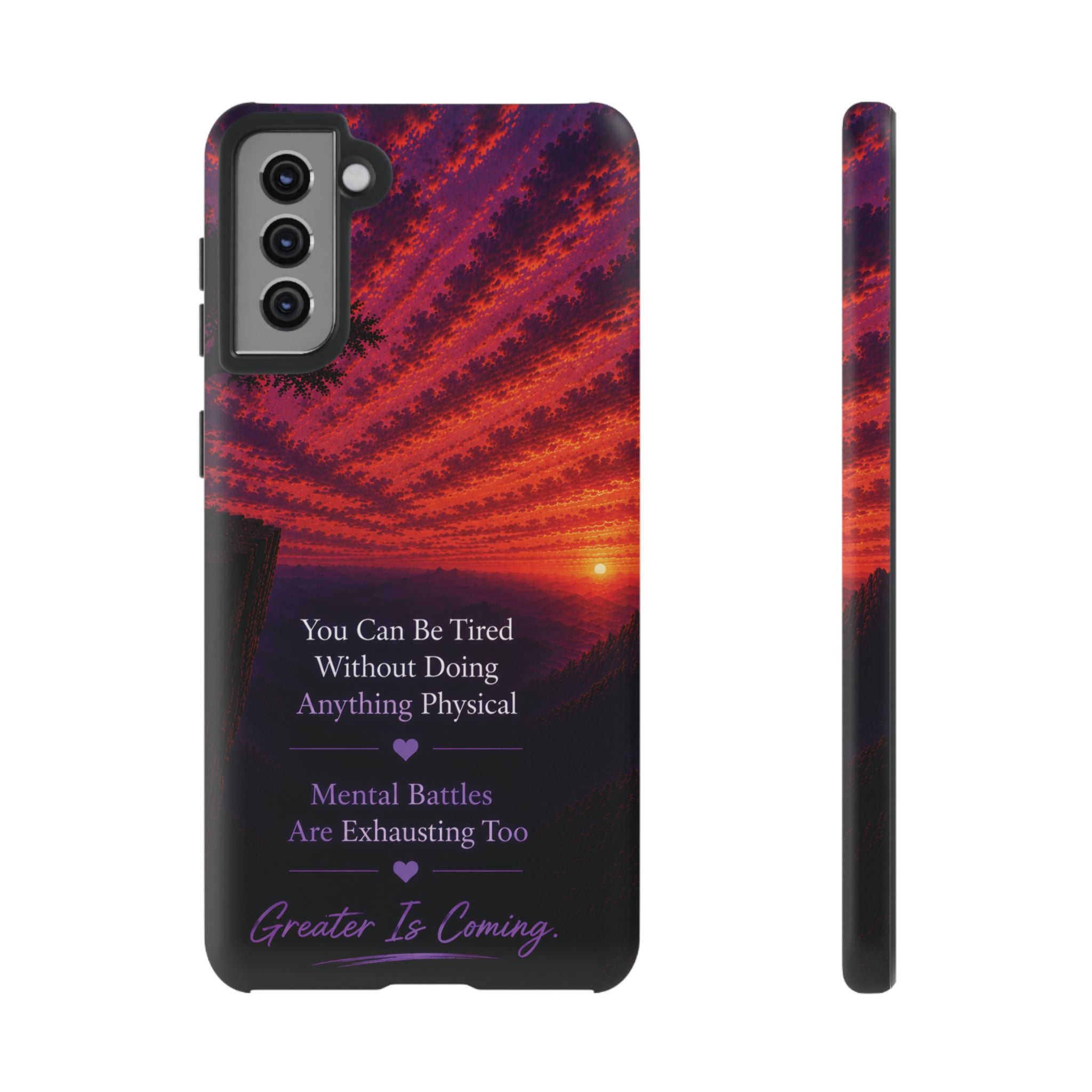 Phone Case — "Greater Is Coming" Inspirational Sunset Design