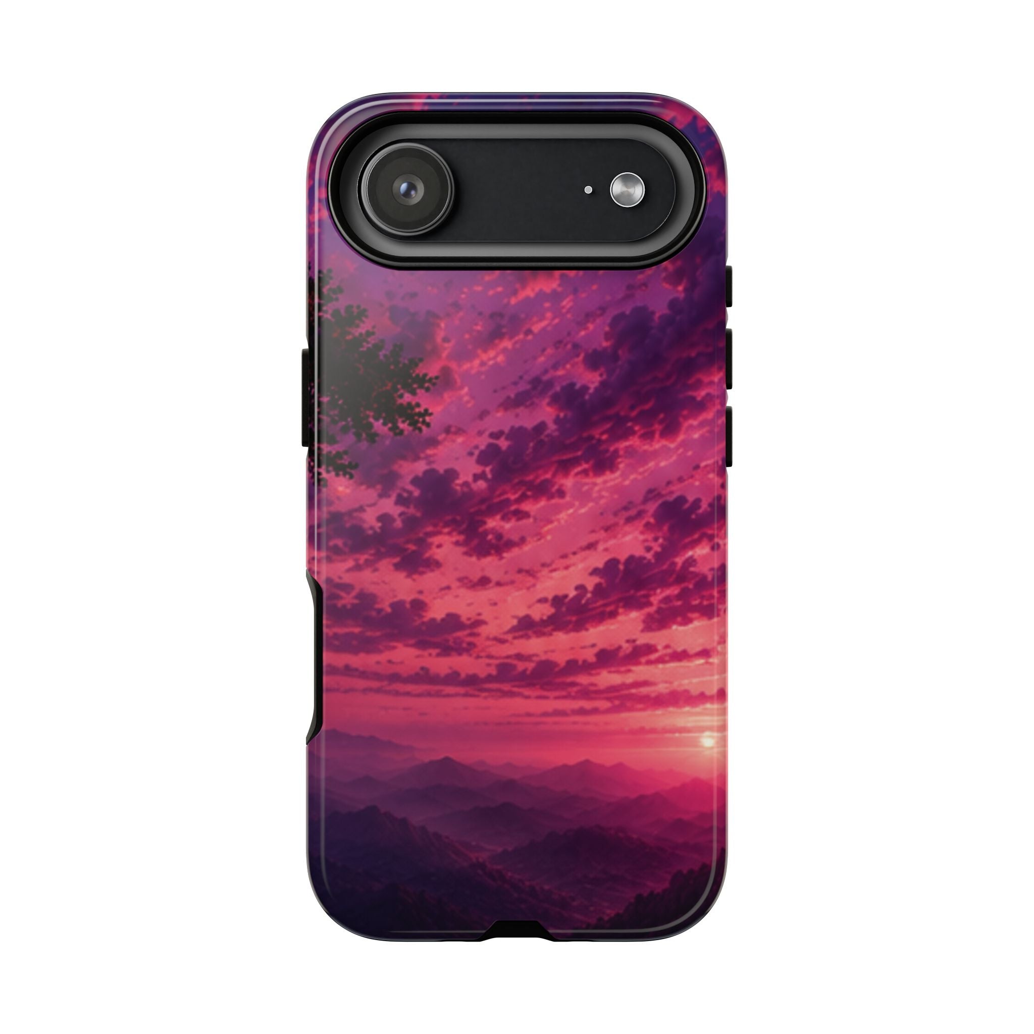 Sunset Mountain Phone Case — Purple Pink Scenic Tough Case