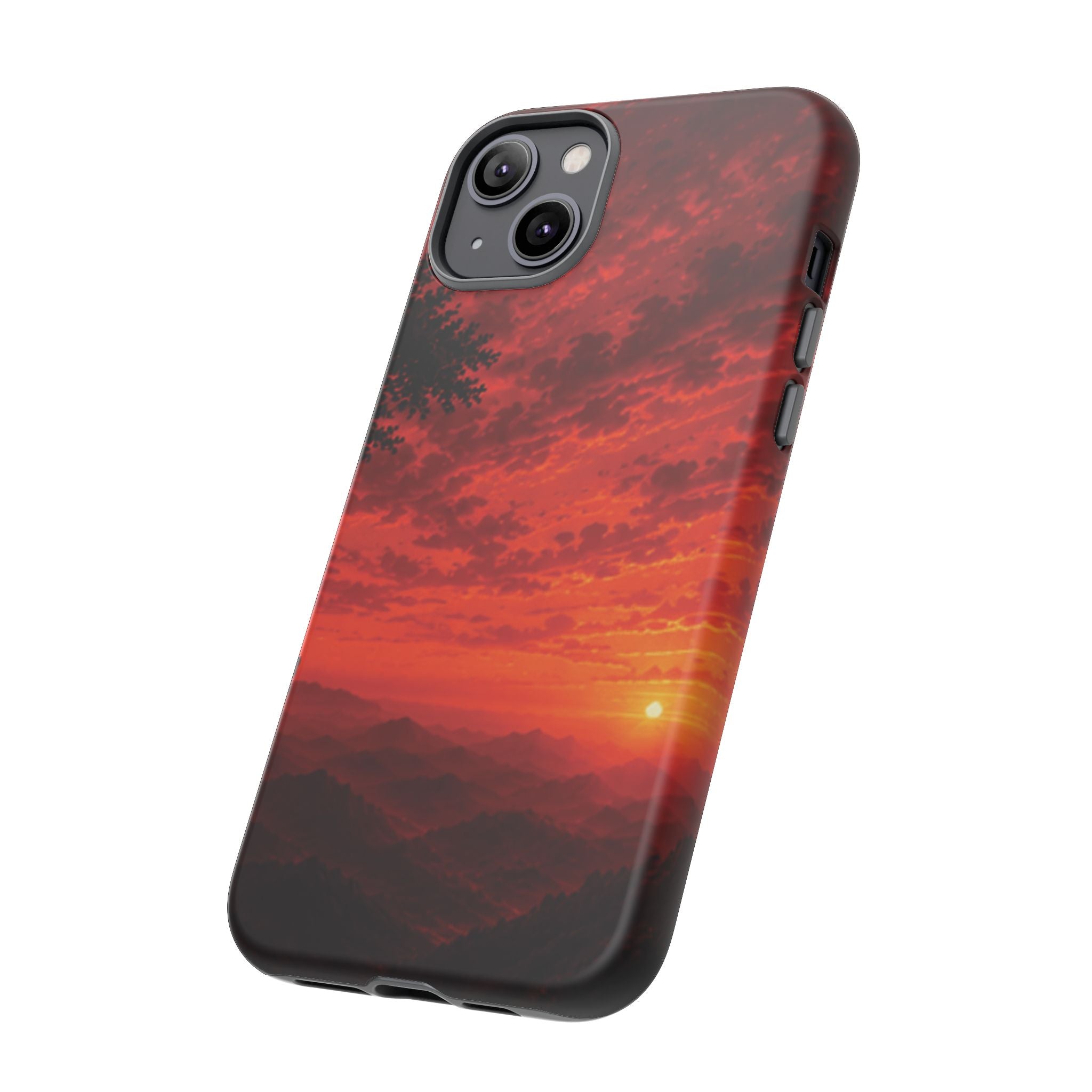 Sunset Mountain Tough Phone Case — Red Horizon Landscape Protective Case