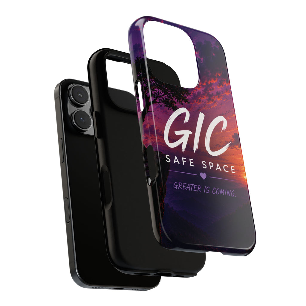 GIC Safe Space Tough Phone Case — "Greater Is Coming" Sunset Design