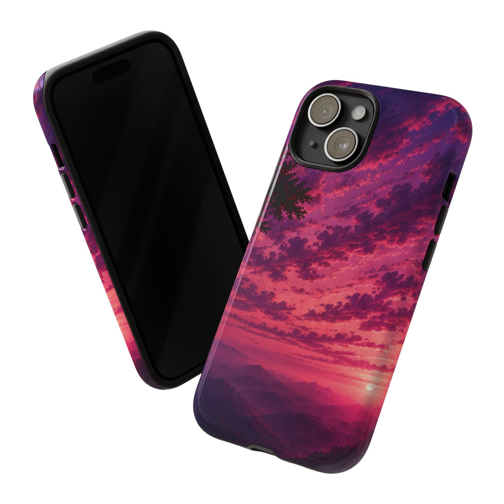 Sunset Mountain Phone Case — Purple Pink Scenic Tough Case