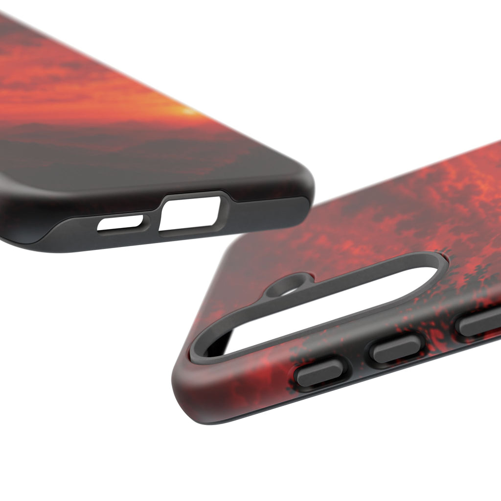 Sunset Mountain Tough Phone Case — Red Horizon Landscape Protective Case