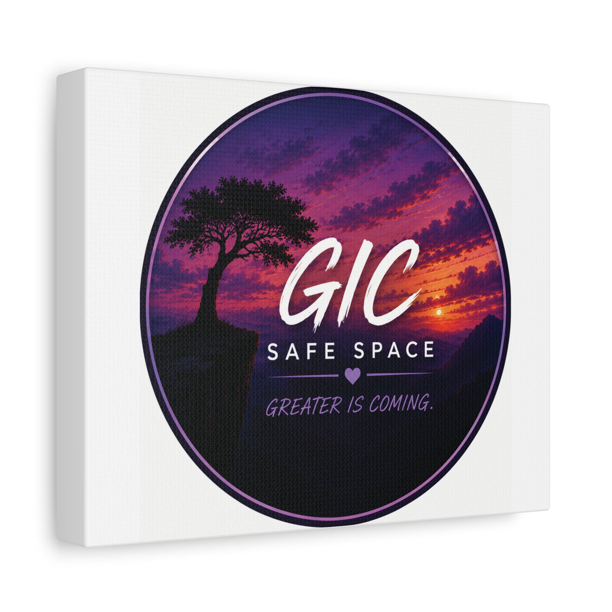 GIC Safe Space Matte Canvas Wall Art — 'Greater Is Coming' Inspirational Sunset Print