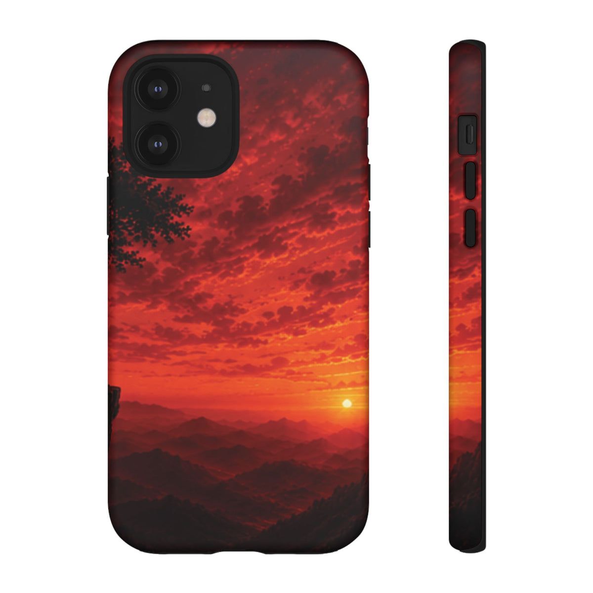 Sunset Mountain Tough Phone Case — Red Horizon Landscape Protective Case