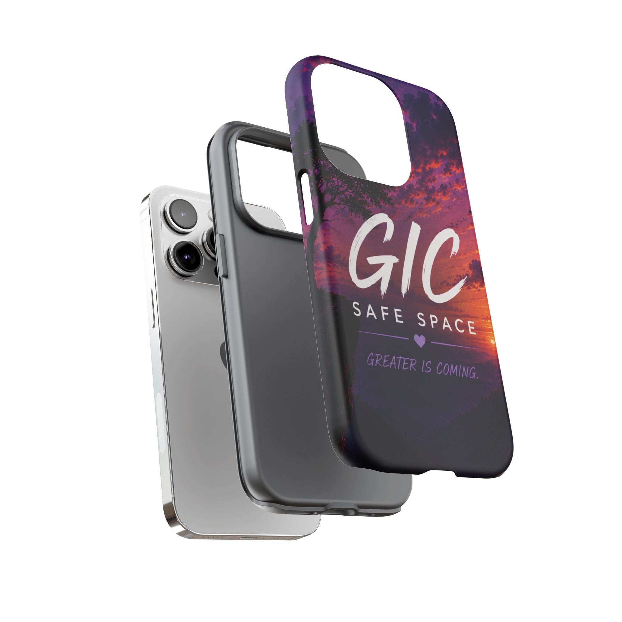 GIC Safe Space Tough Phone Case — "Greater Is Coming" Sunset Design