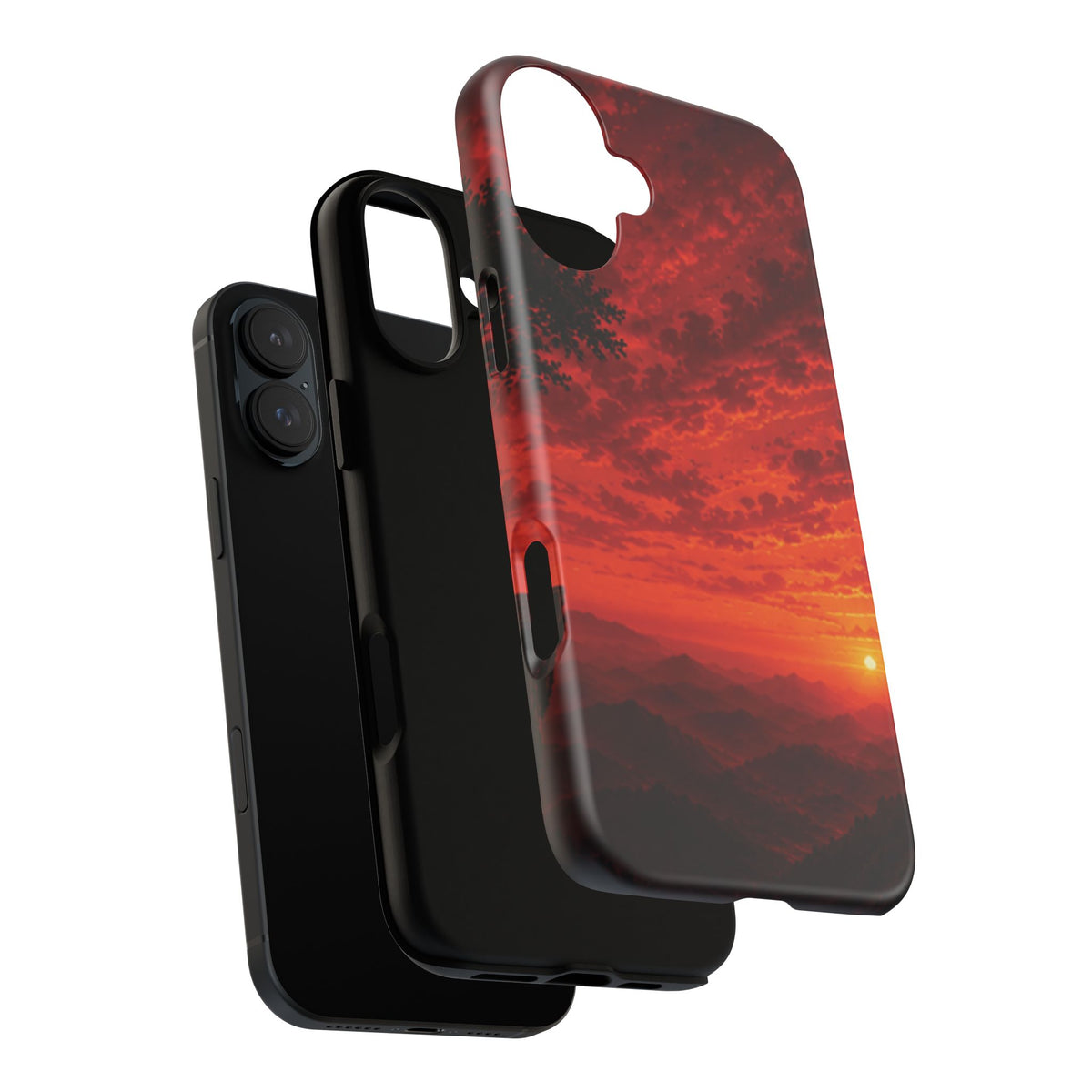 Sunset Mountain Tough Phone Case — Red Horizon Landscape Protective Case