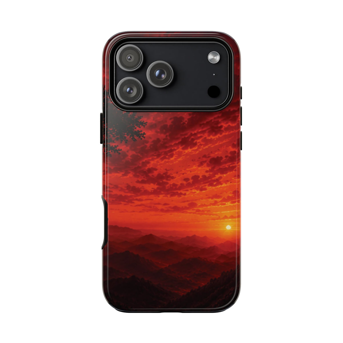 Sunset Mountain Tough Phone Case — Red Horizon Landscape Protective Case