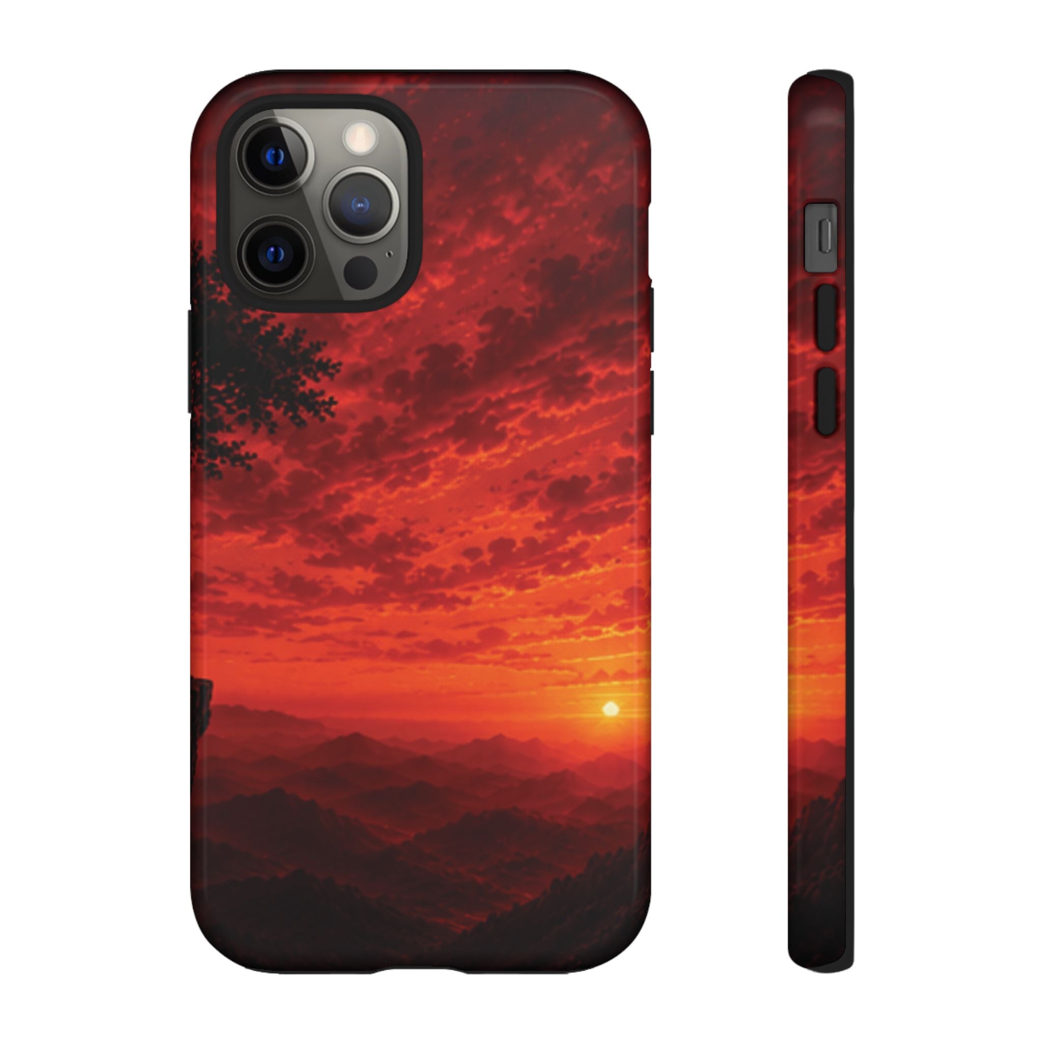 Sunset Mountain Tough Phone Case — Red Horizon Landscape Protective Case