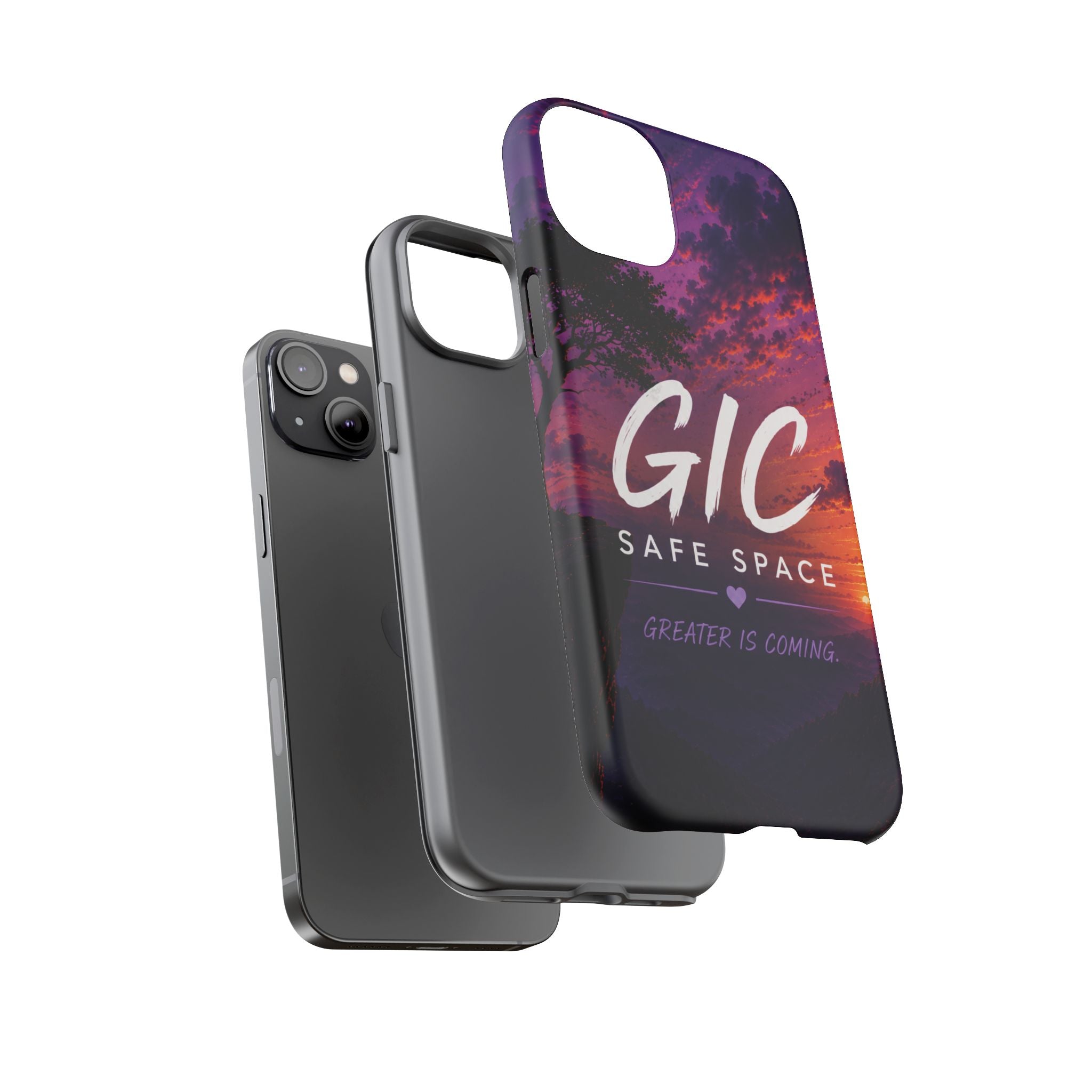 GIC Safe Space Tough Phone Case — "Greater Is Coming" Sunset Design