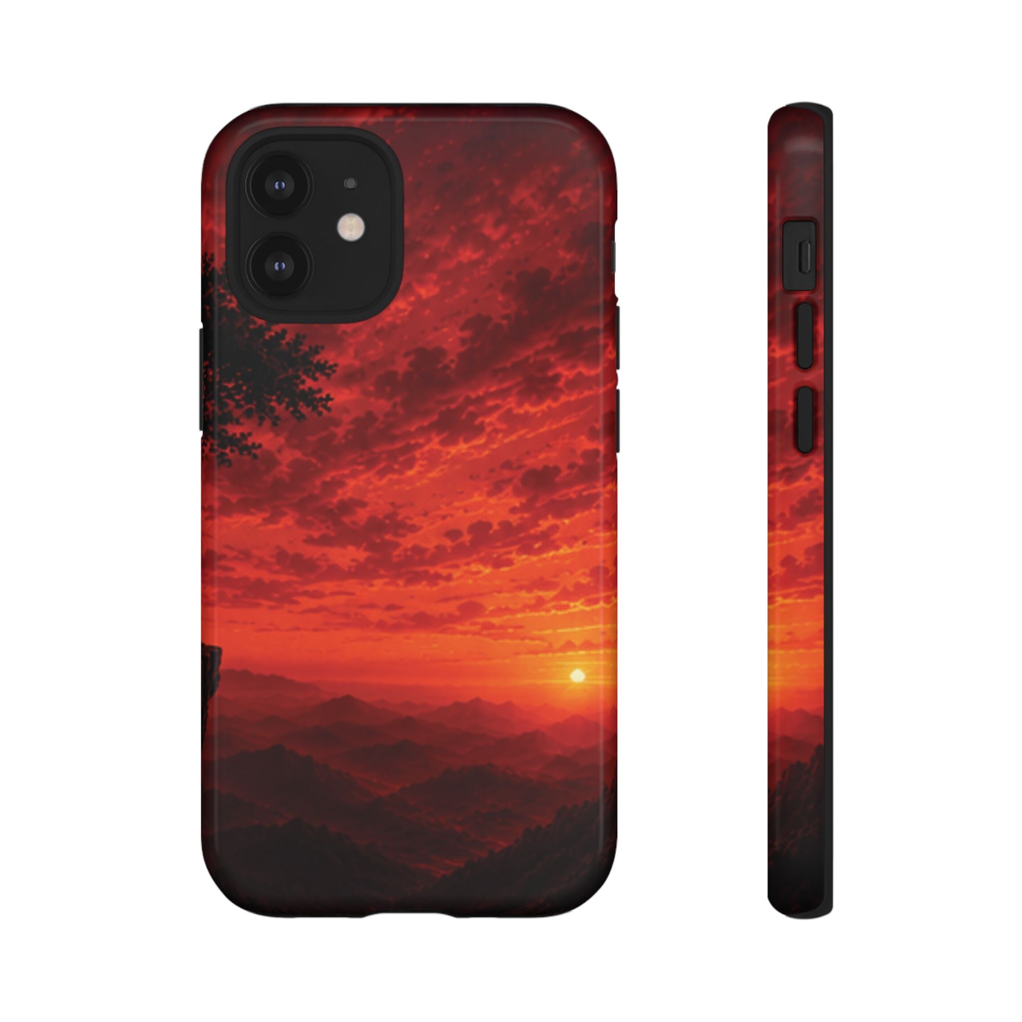Sunset Mountain Tough Phone Case — Red Horizon Landscape Protective Case