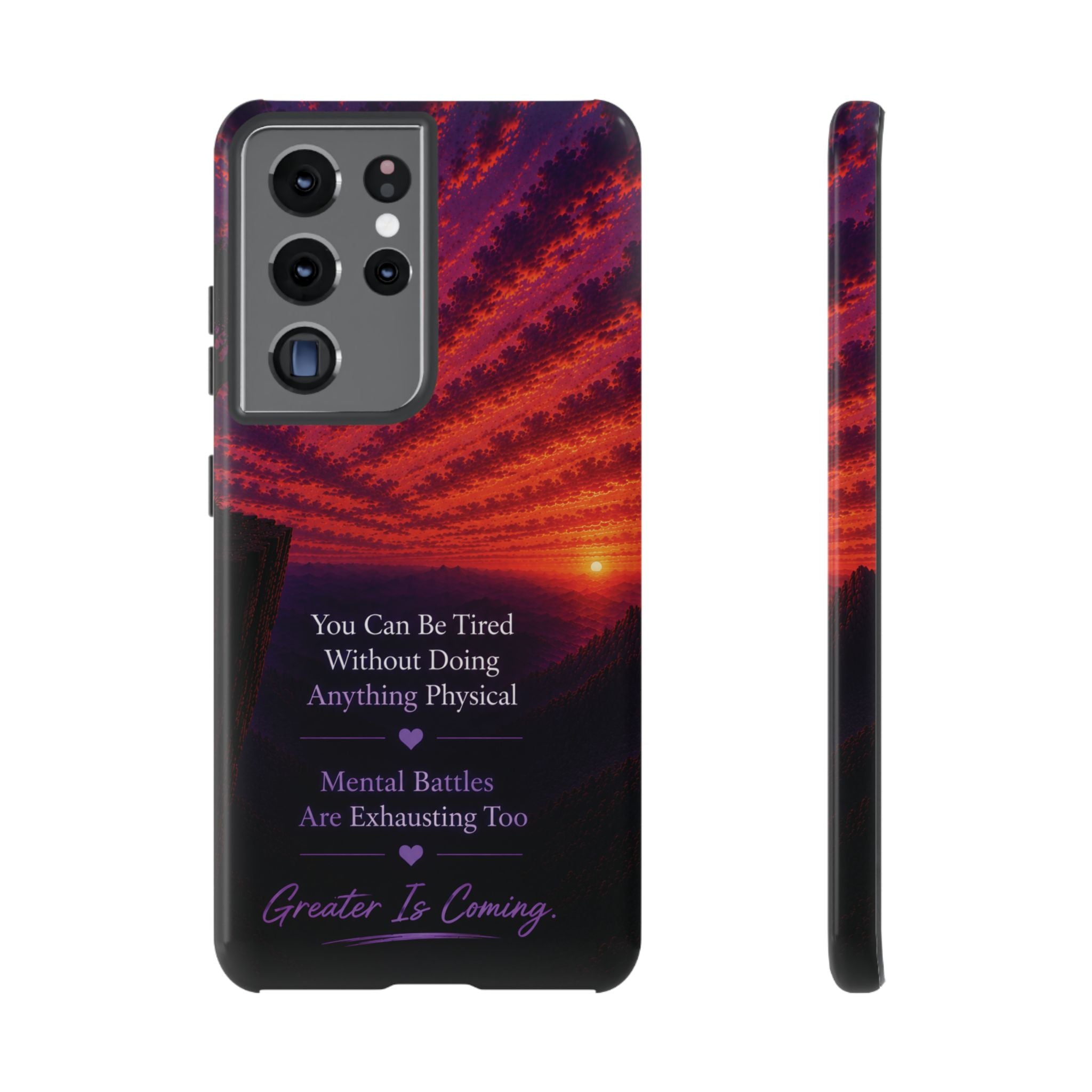 Phone Case — "Greater Is Coming" Inspirational Sunset Design