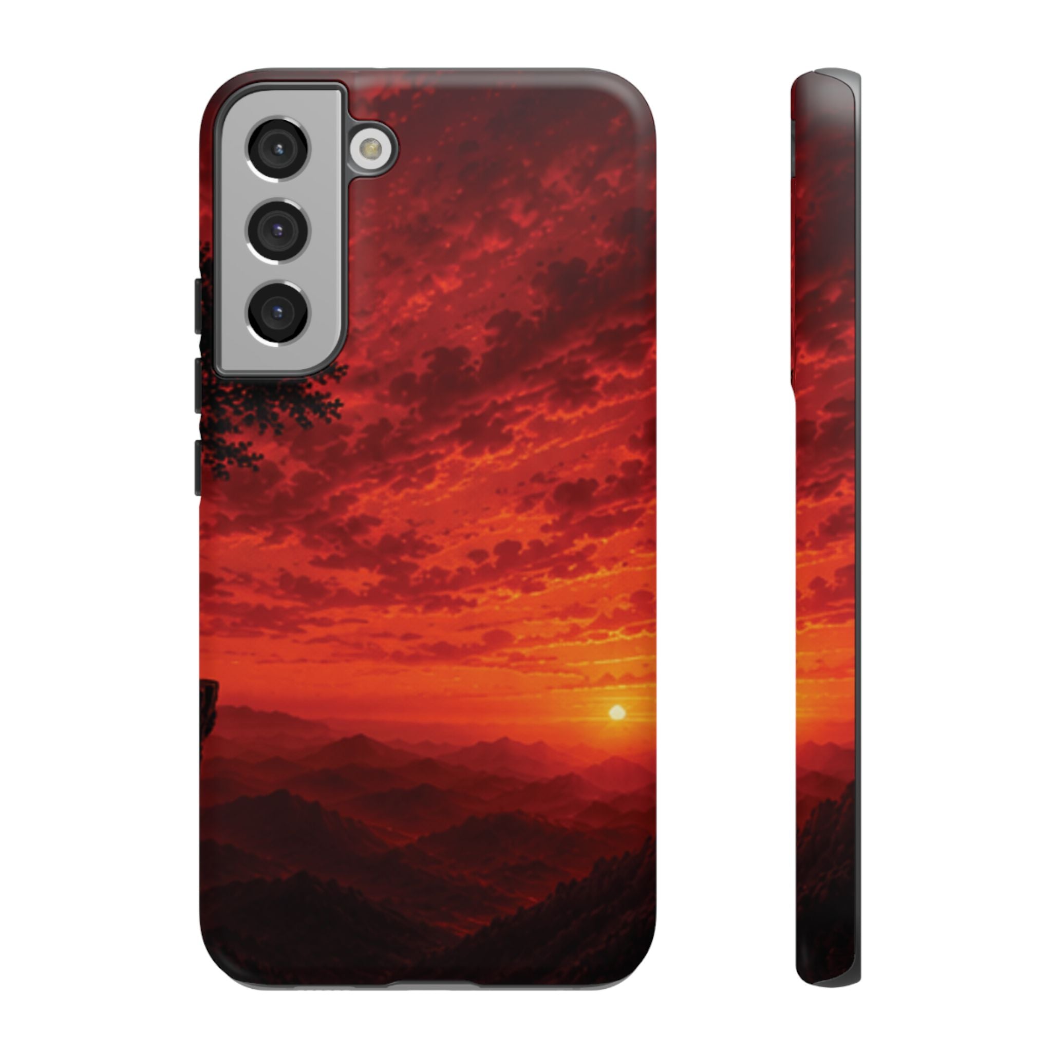 Sunset Mountain Tough Phone Case — Red Horizon Landscape Protective Case