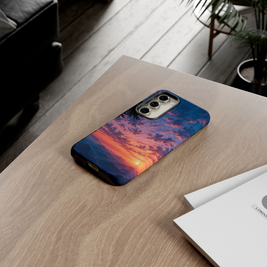 Sunset Mountain Phone Case — Tough Protective Phone Cover with Scenic Sunset Design