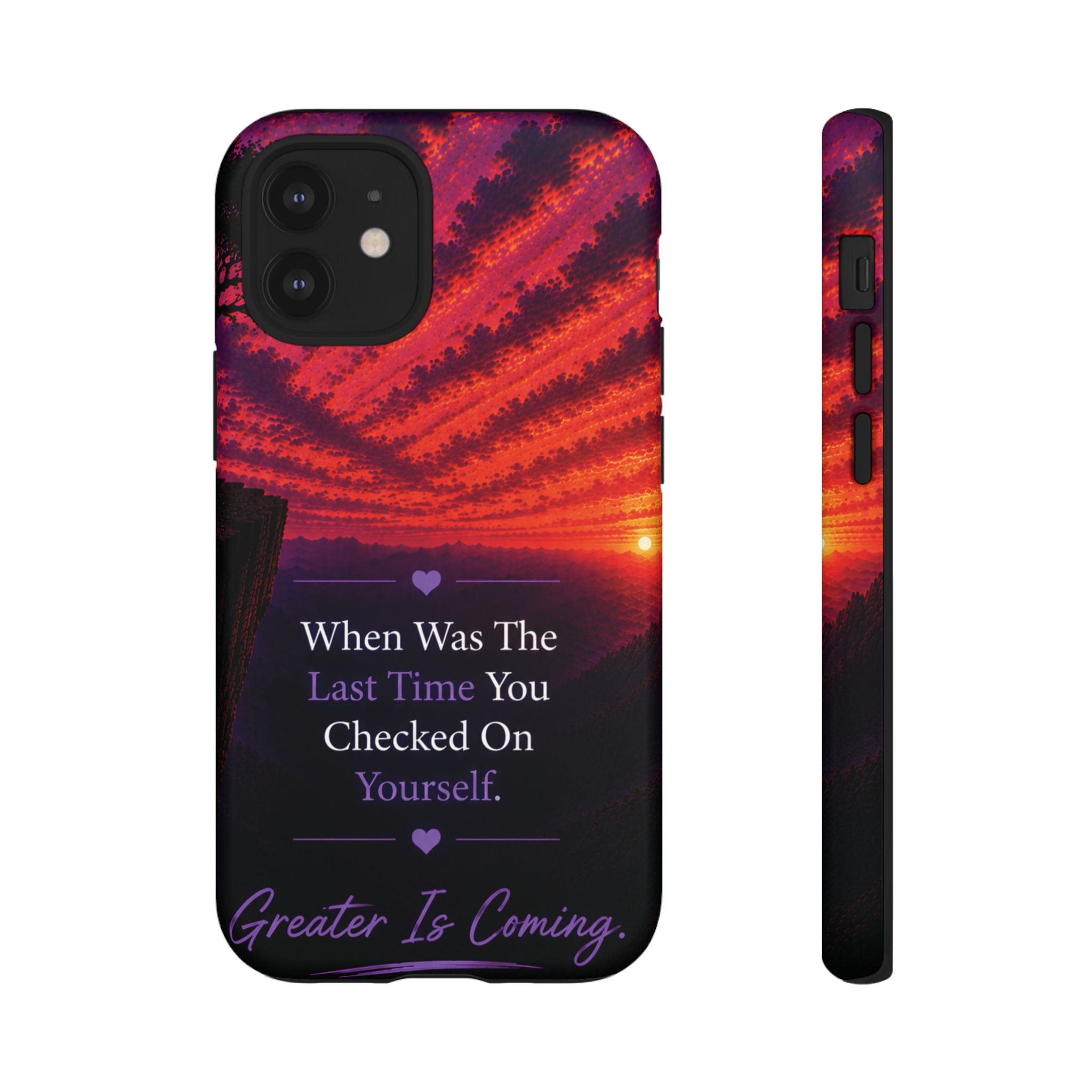 Inspirational Phone Case - "When Was The Last Time You Checked On Yourself?" Sunset Self-Care Quote