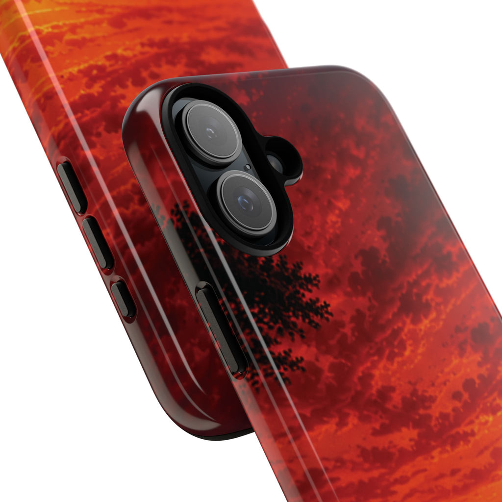 Sunset Mountain Tough Phone Case — Red Horizon Landscape Protective Case