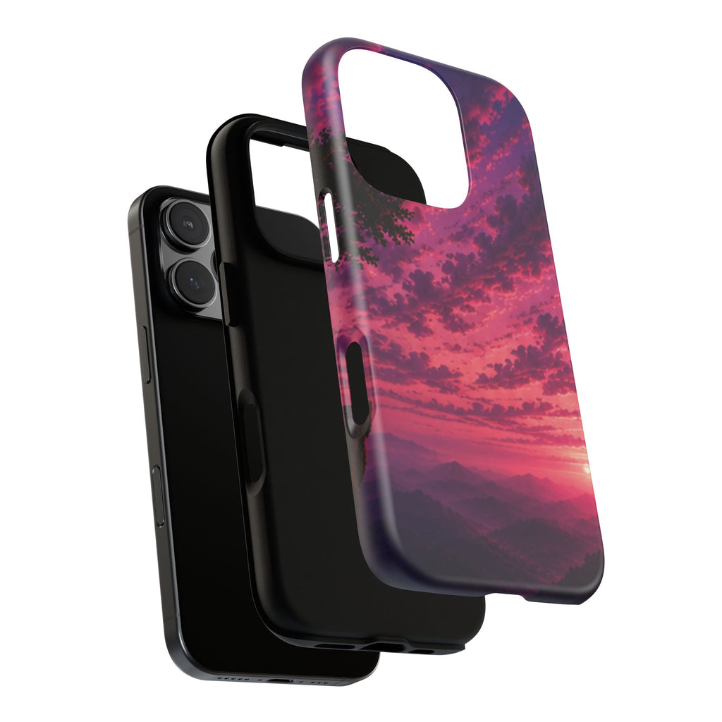 Sunset Mountain Phone Case — Purple Pink Scenic Tough Case