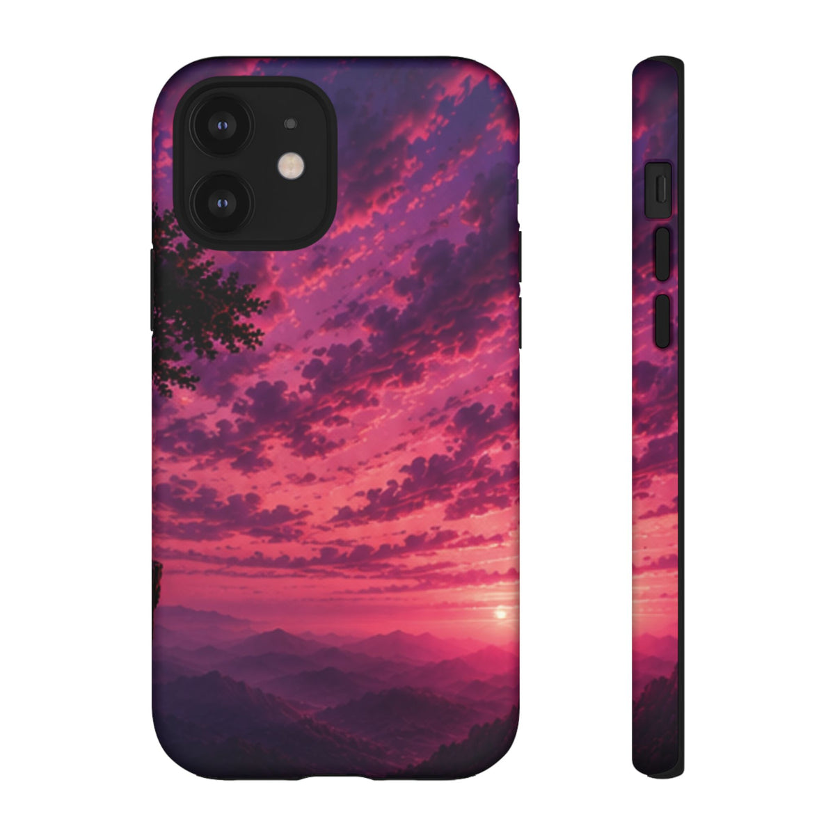Sunset Mountain Phone Case — Purple Pink Scenic Tough Case