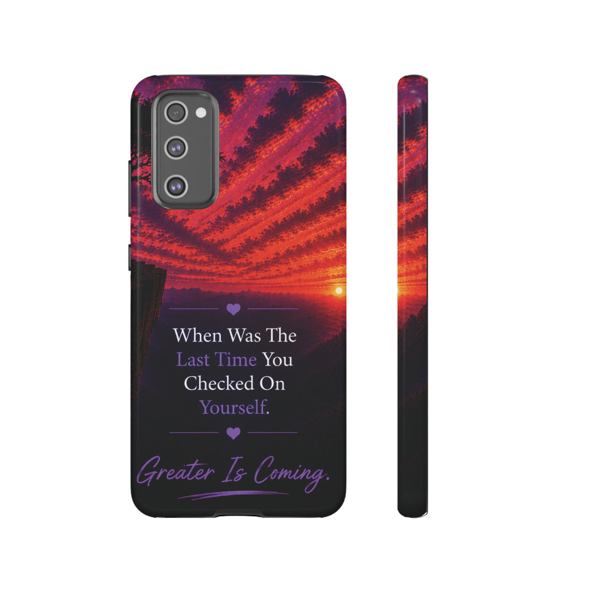 Inspirational Phone Case - "When Was The Last Time You Checked On Yourself?" Sunset Self-Care Quote