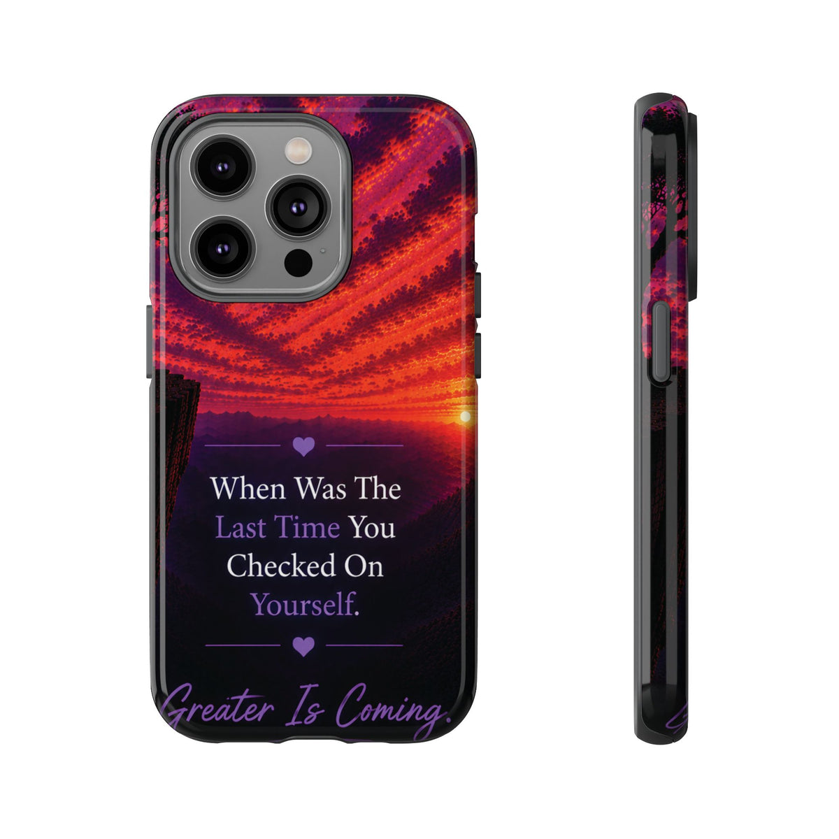 Inspirational Phone Case - "When Was The Last Time You Checked On Yourself?" Sunset Self-Care Quote