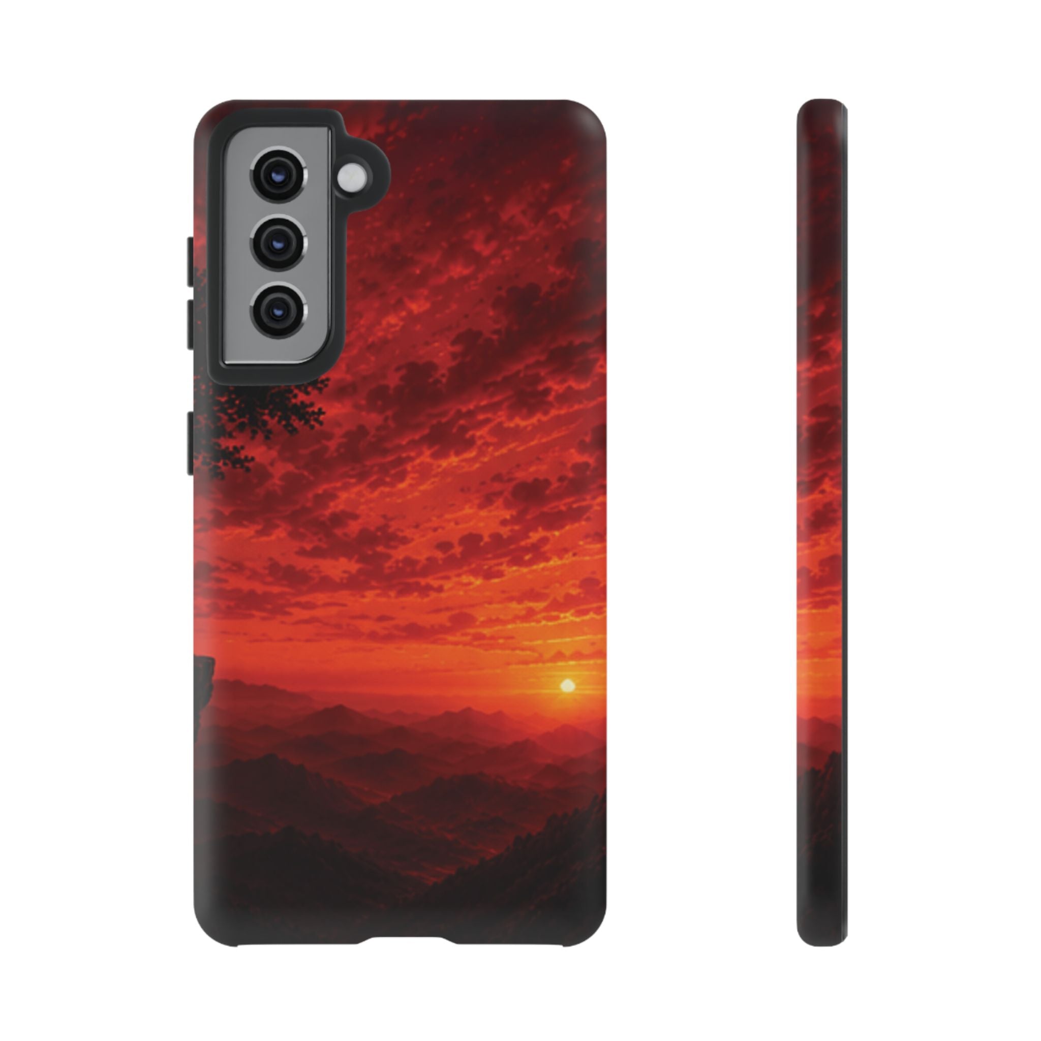 Sunset Mountain Tough Phone Case — Red Horizon Landscape Protective Case