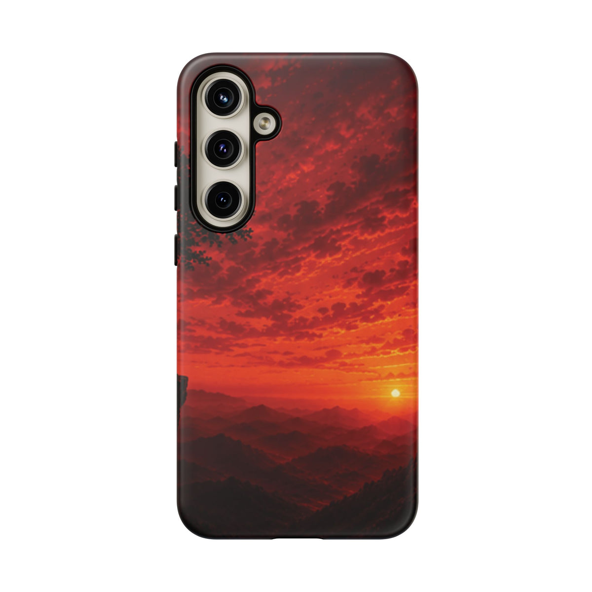Sunset Mountain Tough Phone Case — Red Horizon Landscape Protective Case
