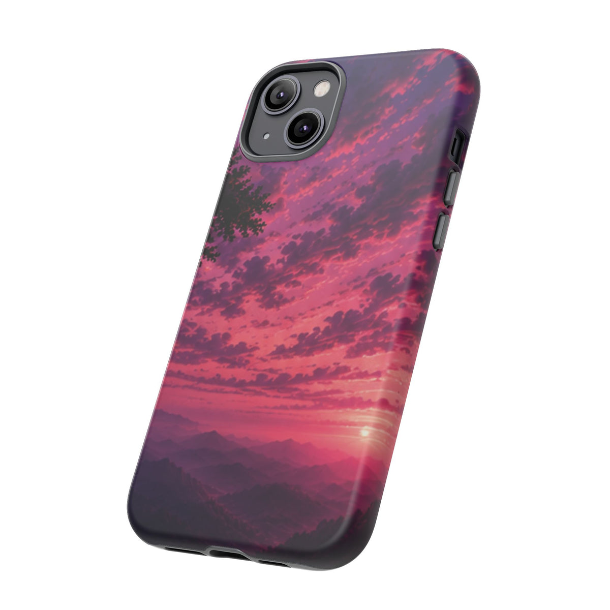 Sunset Mountain Phone Case — Purple Pink Scenic Tough Case