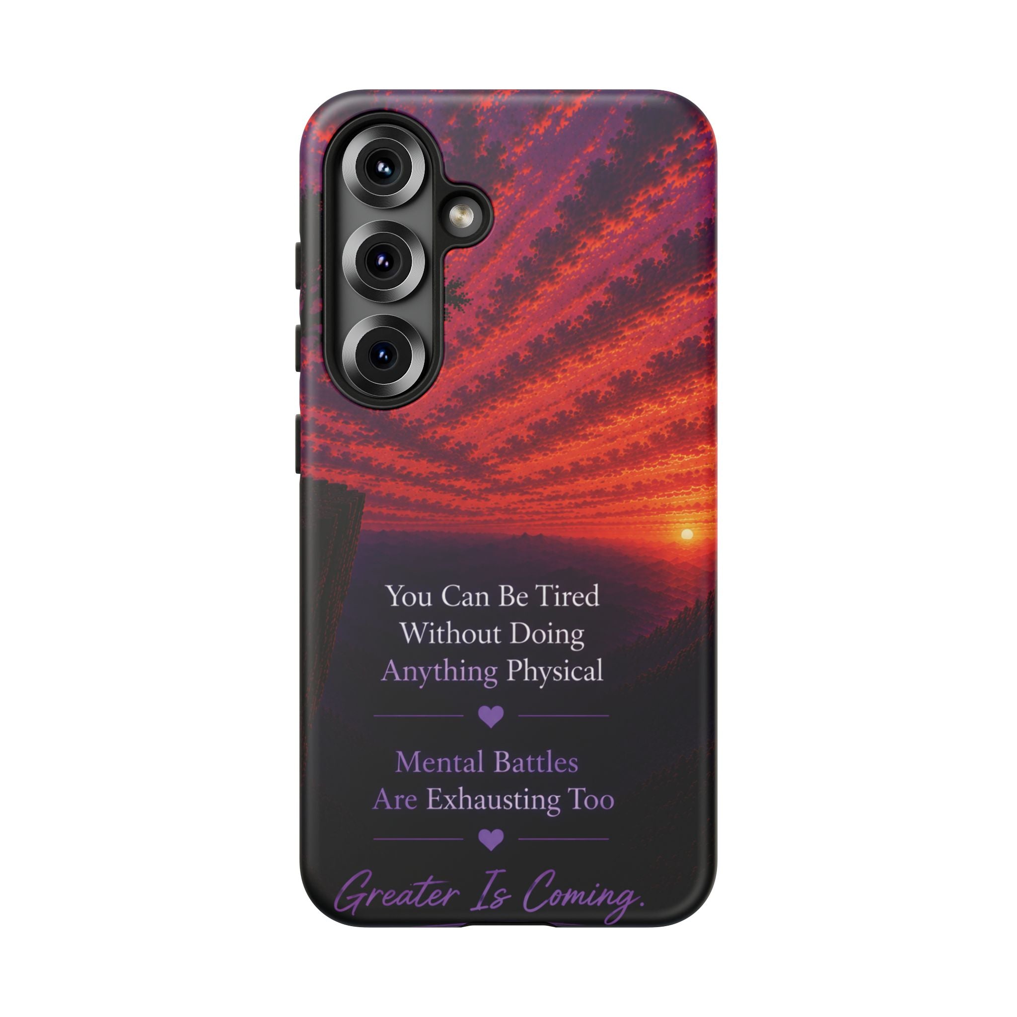 Phone Case — "Greater Is Coming" Inspirational Sunset Design