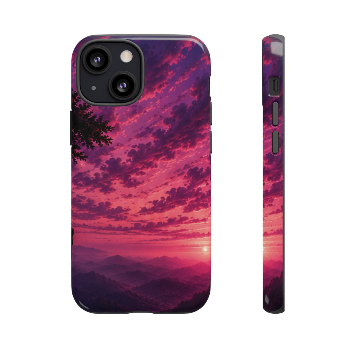 Sunset Mountain Phone Case — Purple Pink Scenic Tough Case