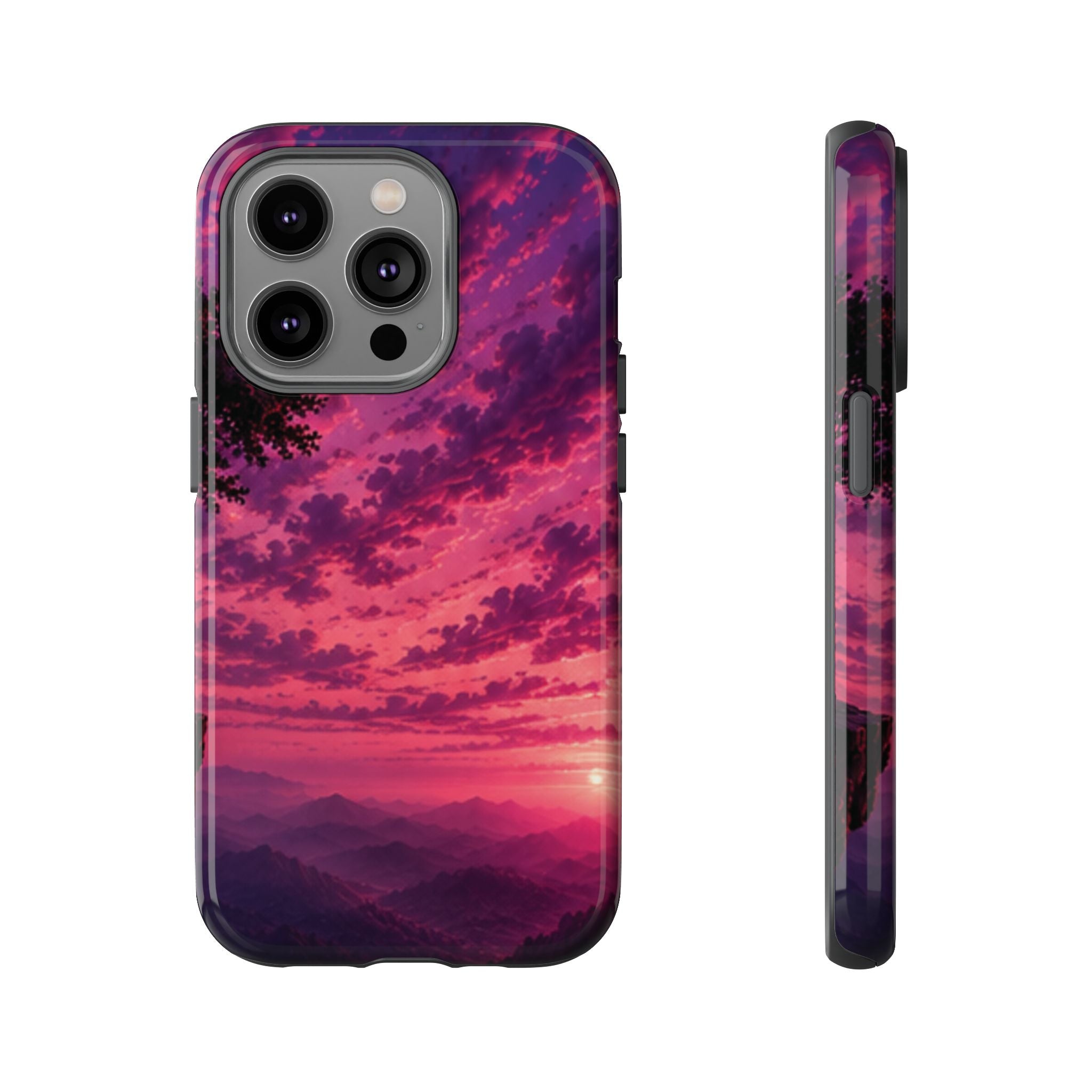 Sunset Mountain Phone Case — Purple Pink Scenic Tough Case