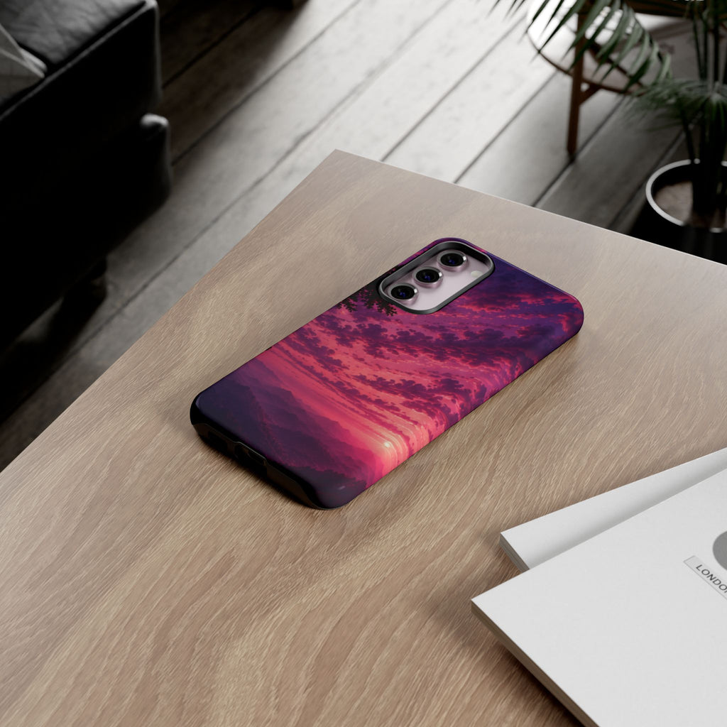 Sunset Mountain Phone Case — Purple Pink Scenic Tough Case