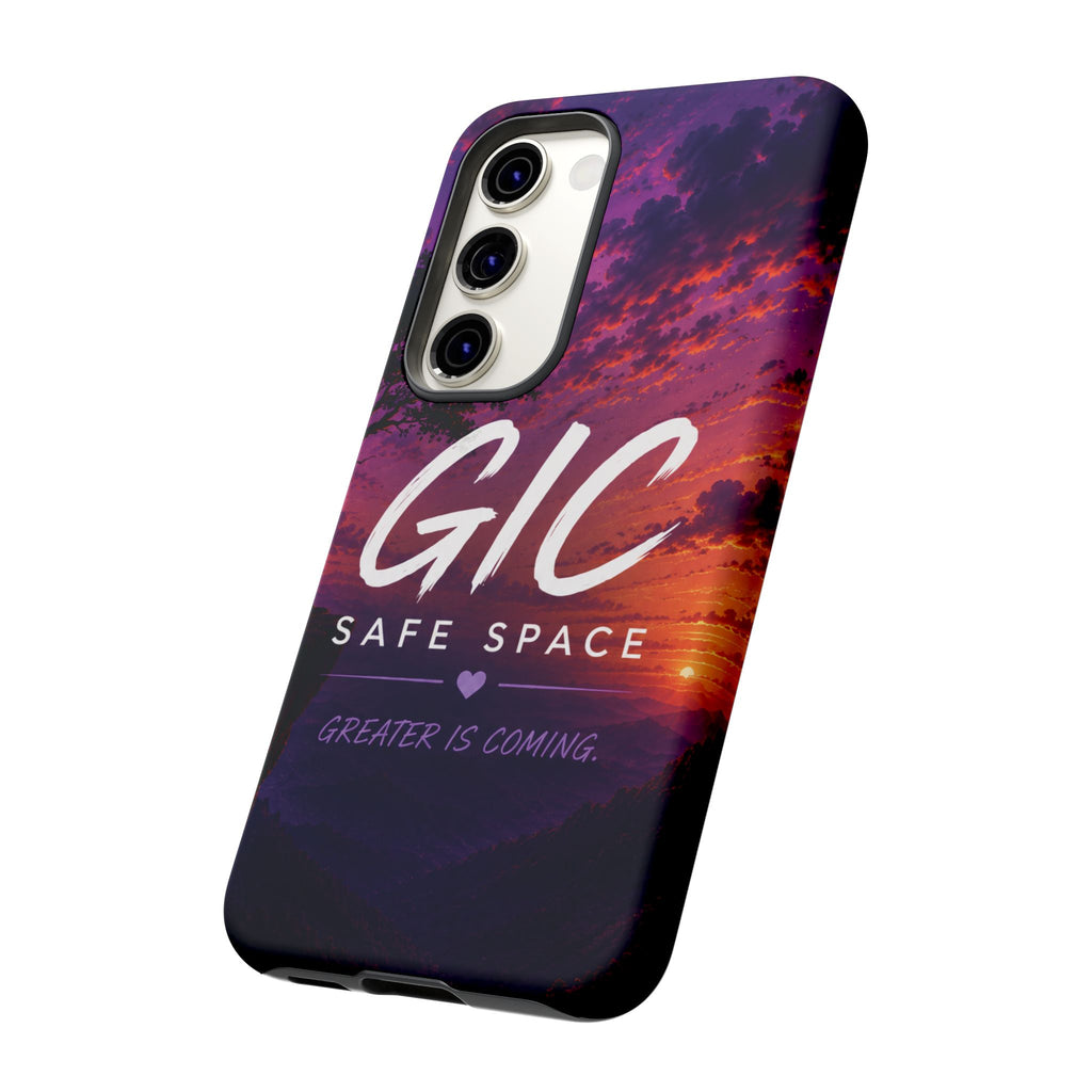 GIC Safe Space Tough Phone Case — "Greater Is Coming" Sunset Design